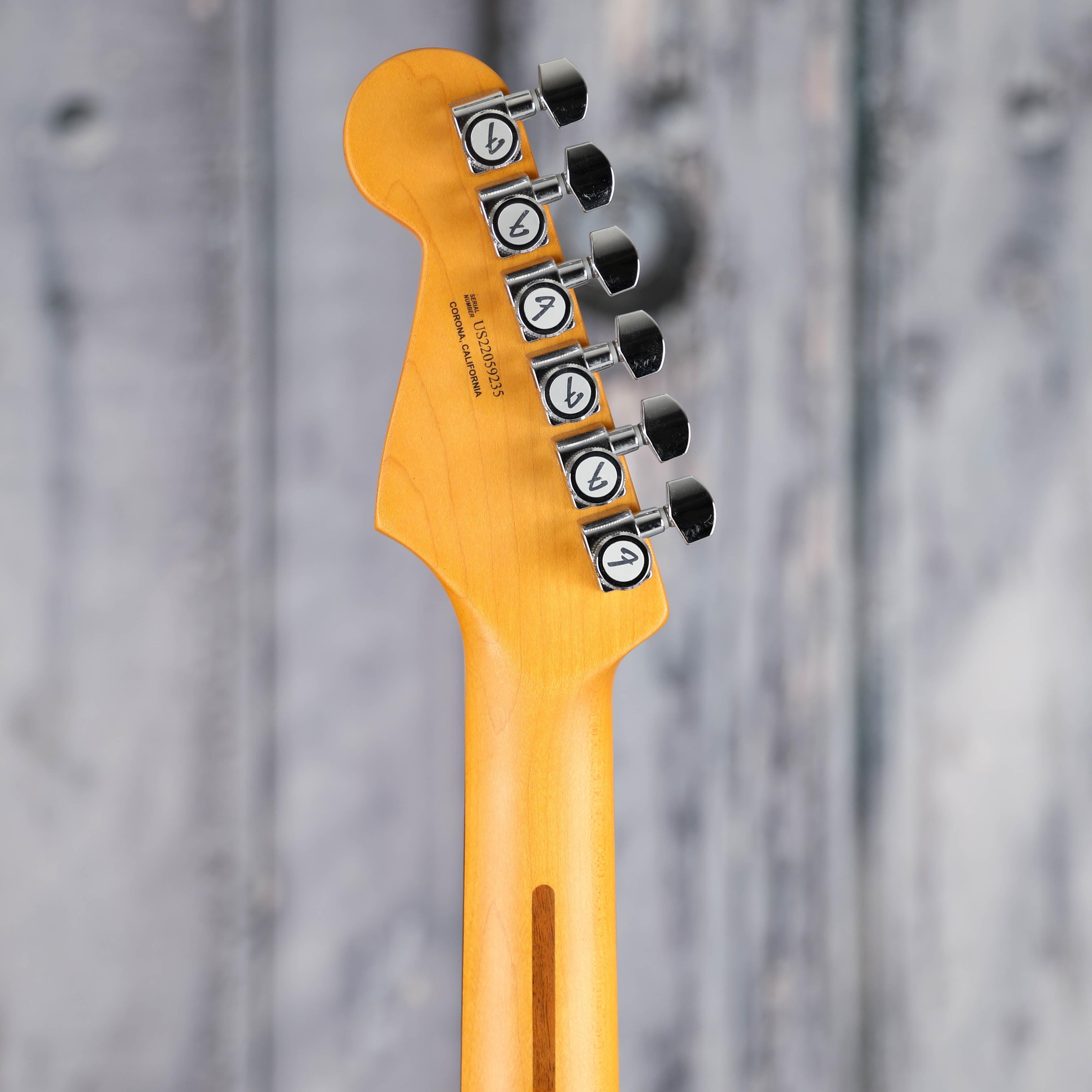 Used Fender American Ultra Stratocaster Electric Guitar, 2022, Ultraburst, back headstock