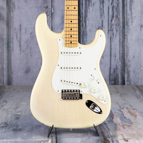 Used Fender American Vintage '56 Stratocaster Electric Guitar, 2013, Aged White Blonde, front closeup