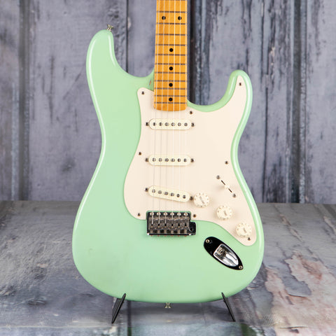 Used Fender American Vintage '57 Stratocaster Electric Guitar, 2005, Surf Green, front closeup