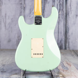 Used Fender Custom Shop 1959 Stratocaster Journeyman Relic Electric Guitar, 2005, Sea Foam Green, back closeup
