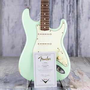 Used Fender Custom Shop 1959 Stratocaster Journeyman Relic Electric Guitar, 2005, Sea Foam Green, coa