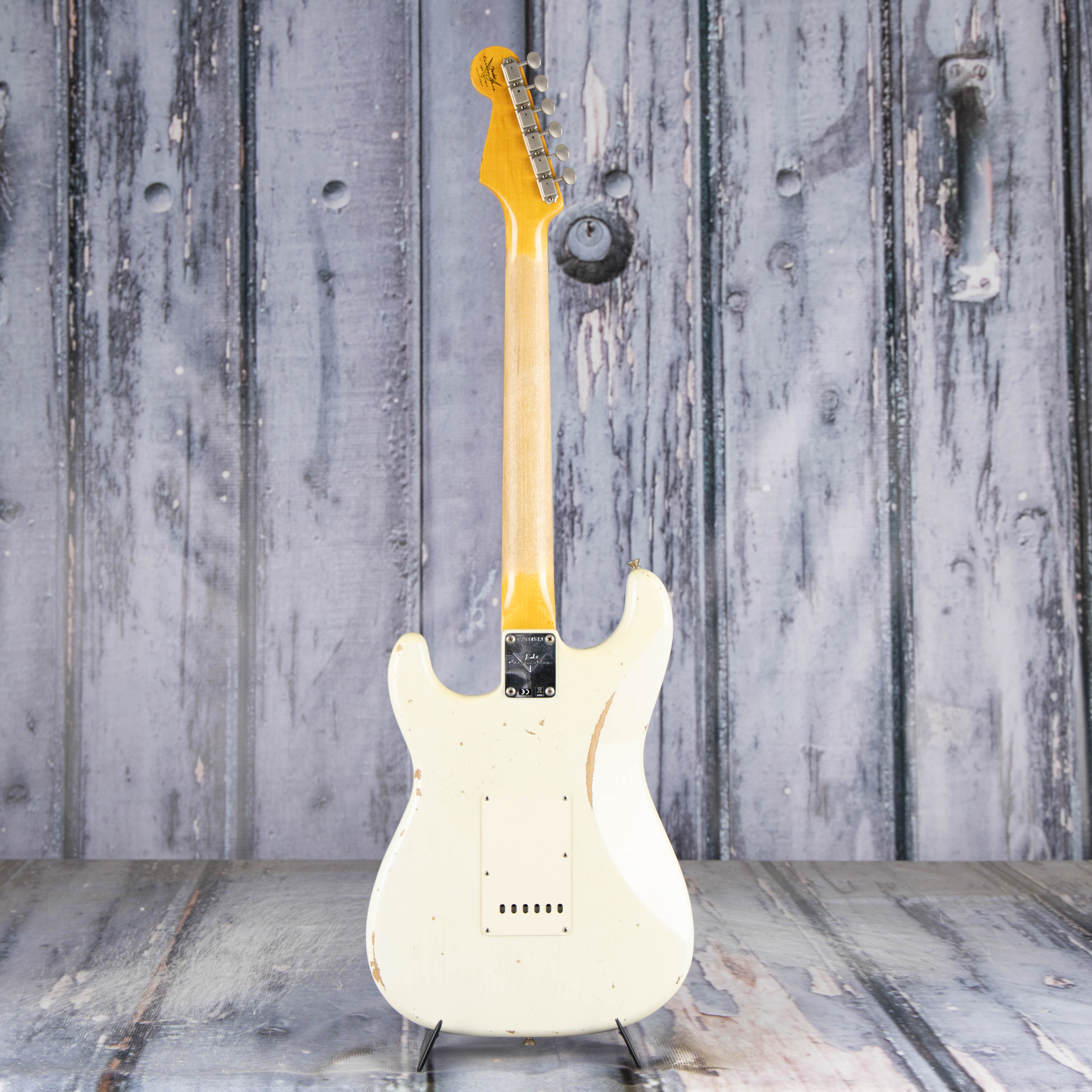 Used Fender Custom Shop 60s Stratocaster Relic Electric Guitar, 2017, Aged Olympic White, back