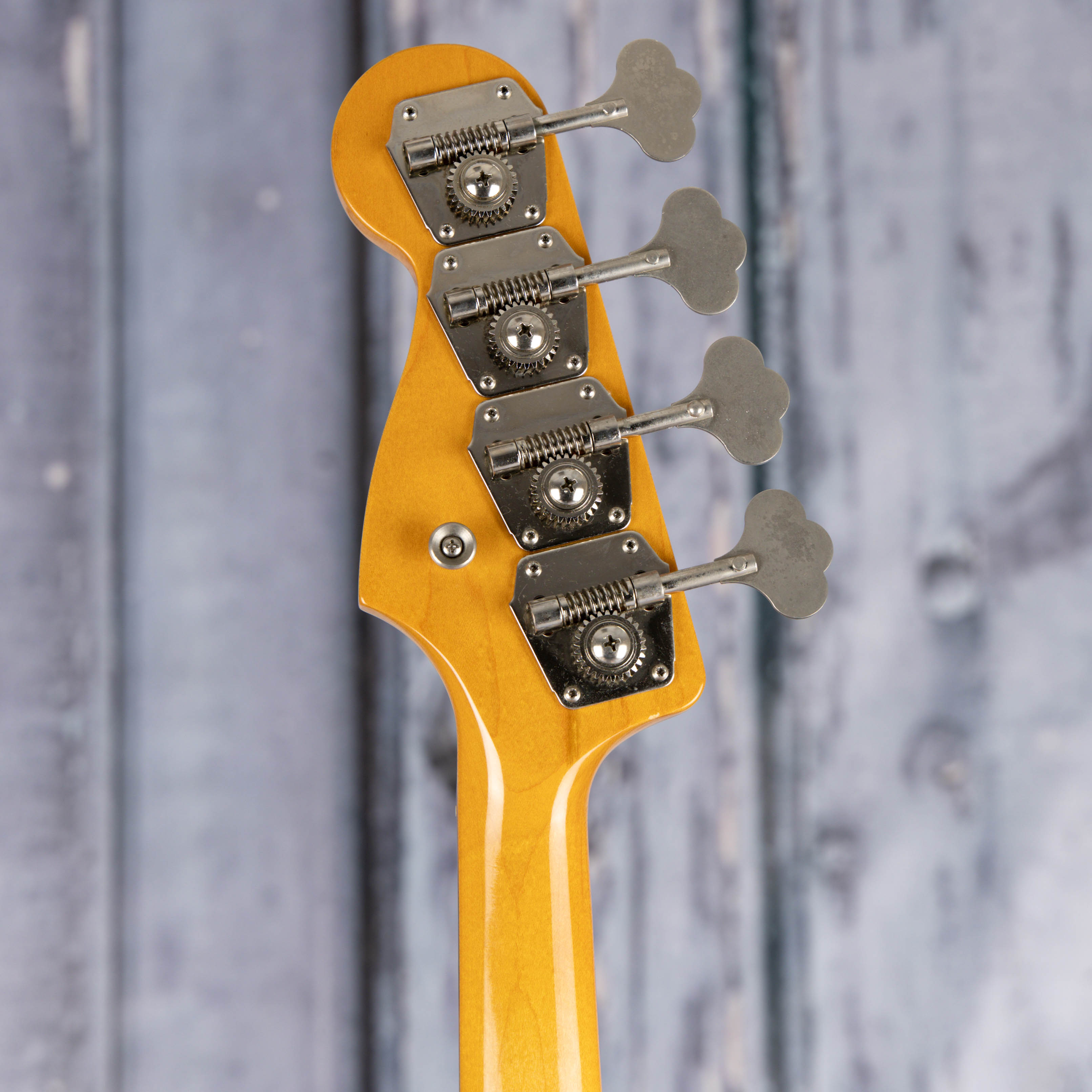 Used Fender American Vintage 1962 Jazz Bass Guitar, 1994, 3-Tone Sunburst, back headstock