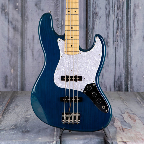 Used Fender Jazz Bass Guitar, 1997, Charcoal Marine, front closeup