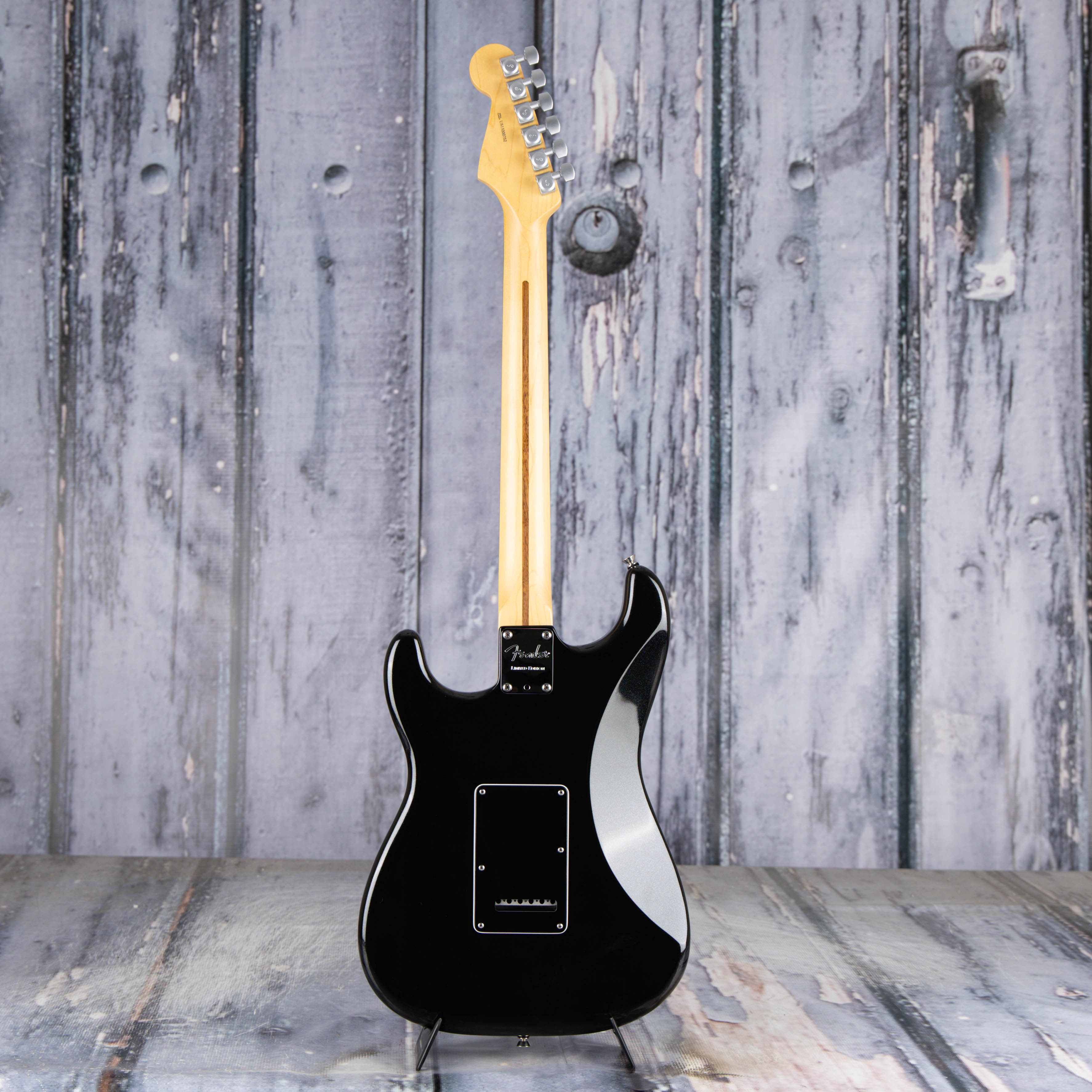 Used Fender Limited Edition Blackout Stratocaster Electric Guitar, 2015, Mystic Black, back