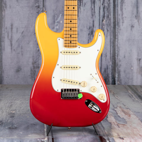 Used Fender Player Plus Stratocaster Electric Guitar, 2022, Tequila Sunrise, front closeup