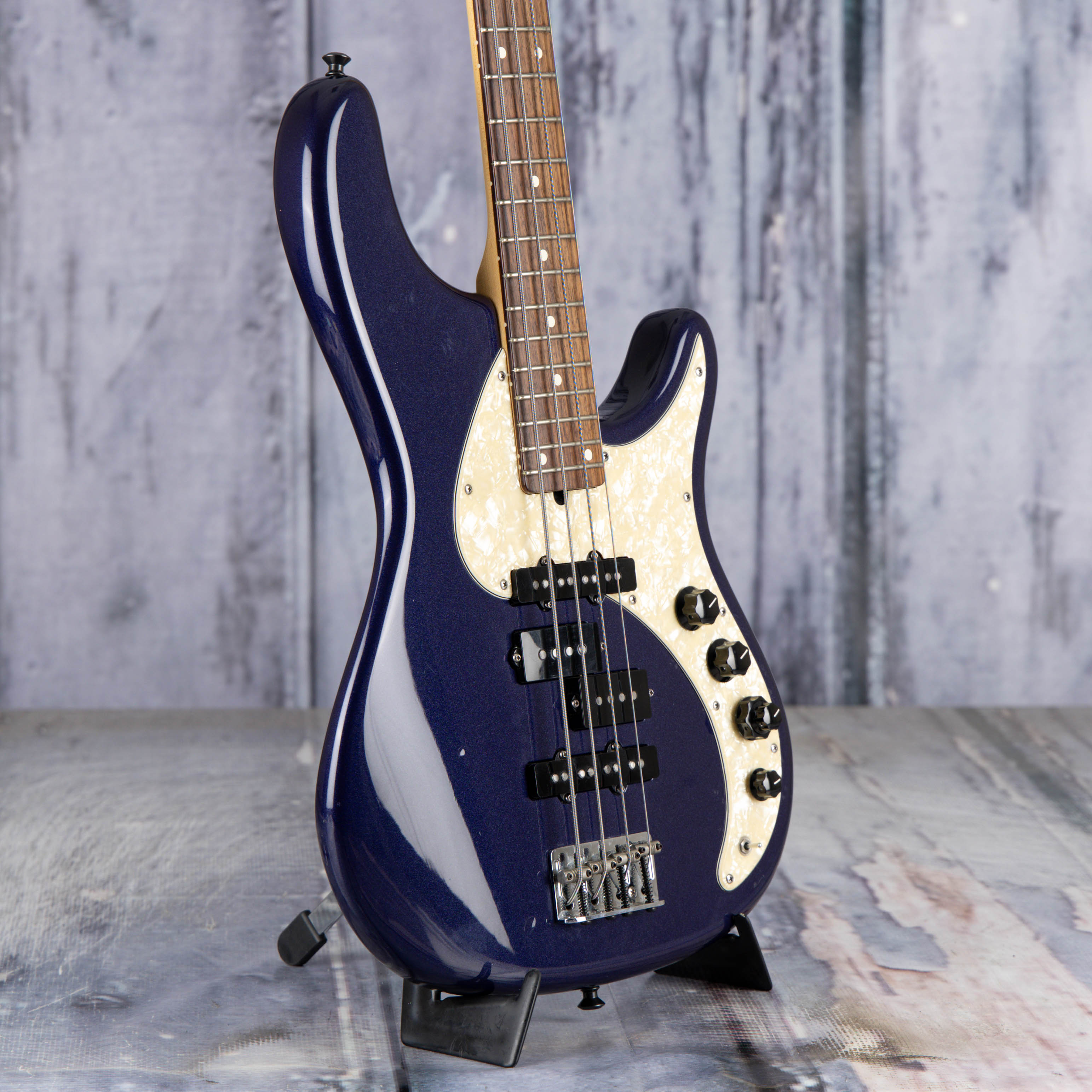 Used Fender Stu Hamm Urge II Electric Bass Guitar, 2006, Bright Sapphire Metallic, angle