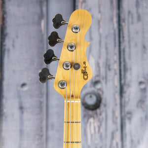 Used G&L Fullertone Deluxe Electric Bass Guitar, 2021, 3-Tone Sunburst, front headstock