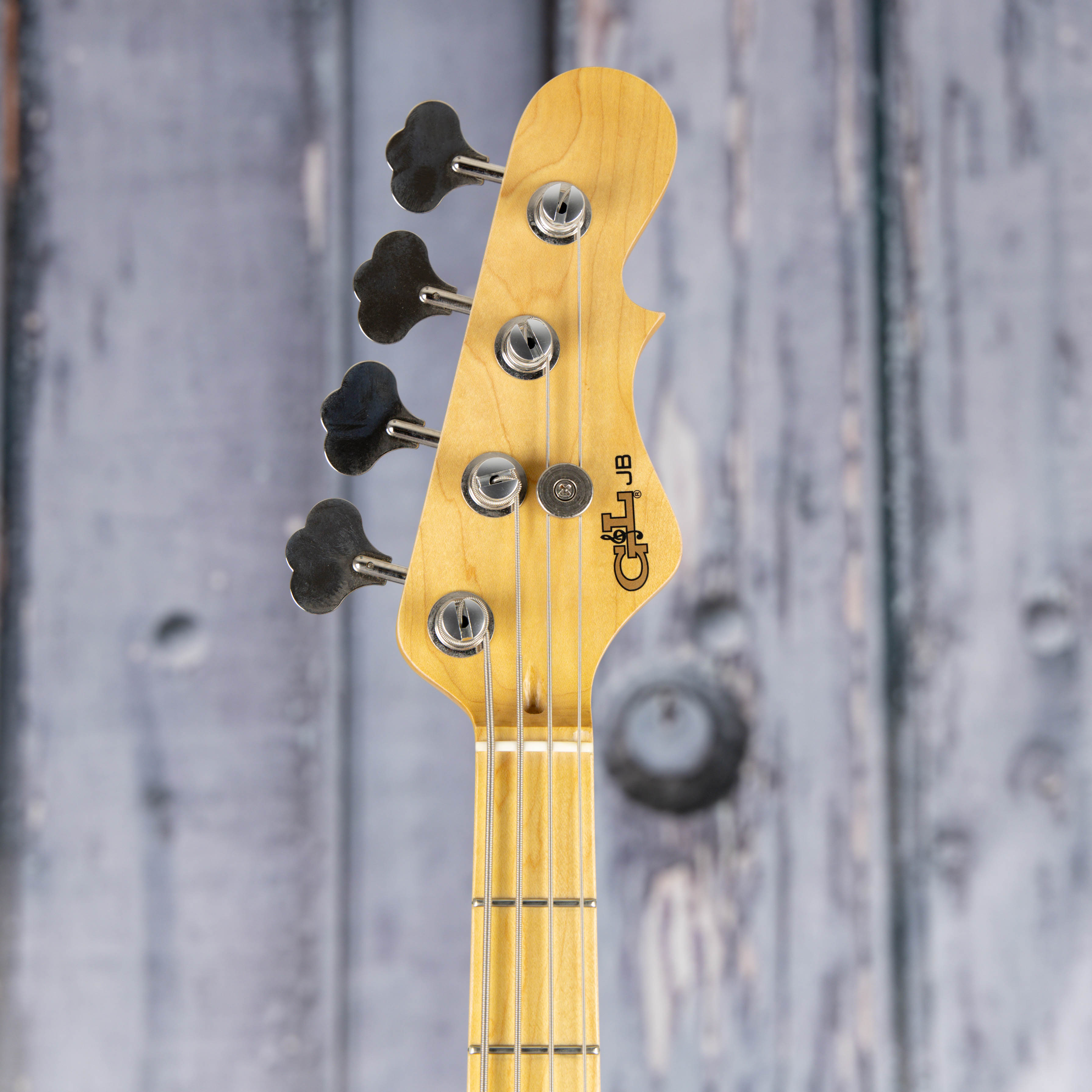 Used G&L Fullertone Deluxe Electric Bass Guitar, 2021, 3-Tone Sunburst, front headstock