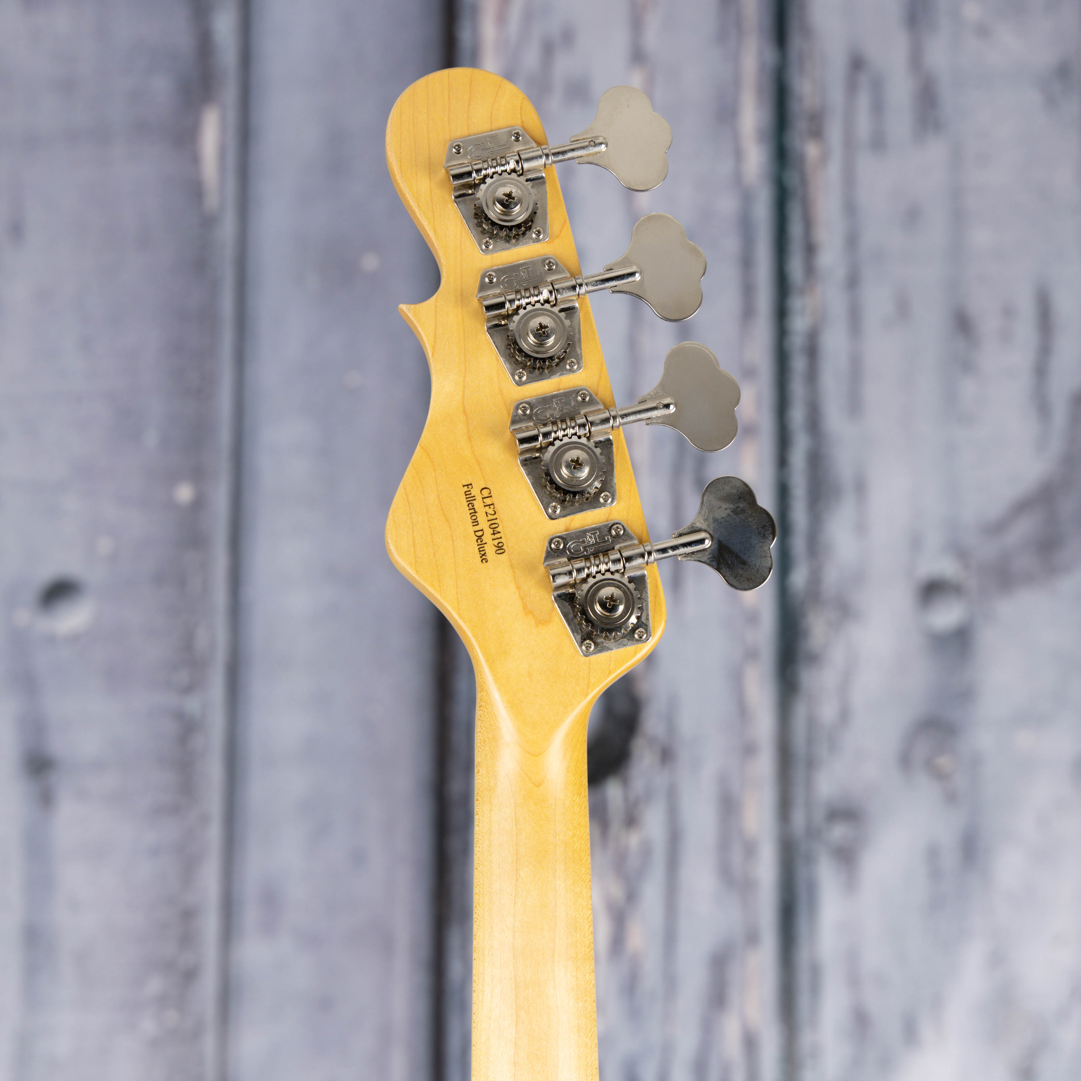 Used G&L Fullertone Deluxe Electric Bass Guitar, 2021, 3-Tone Sunburst, back headstock