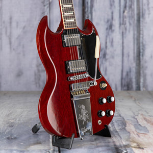 Used Gibson 1961 SG Standard Maestro Vibrola Electric Guitar, Vintage Cherry, angle