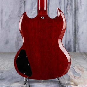 Used Gibson 1961 SG Standard Maestro Vibrola Electric Guitar, Vintage Cherry, back closeup