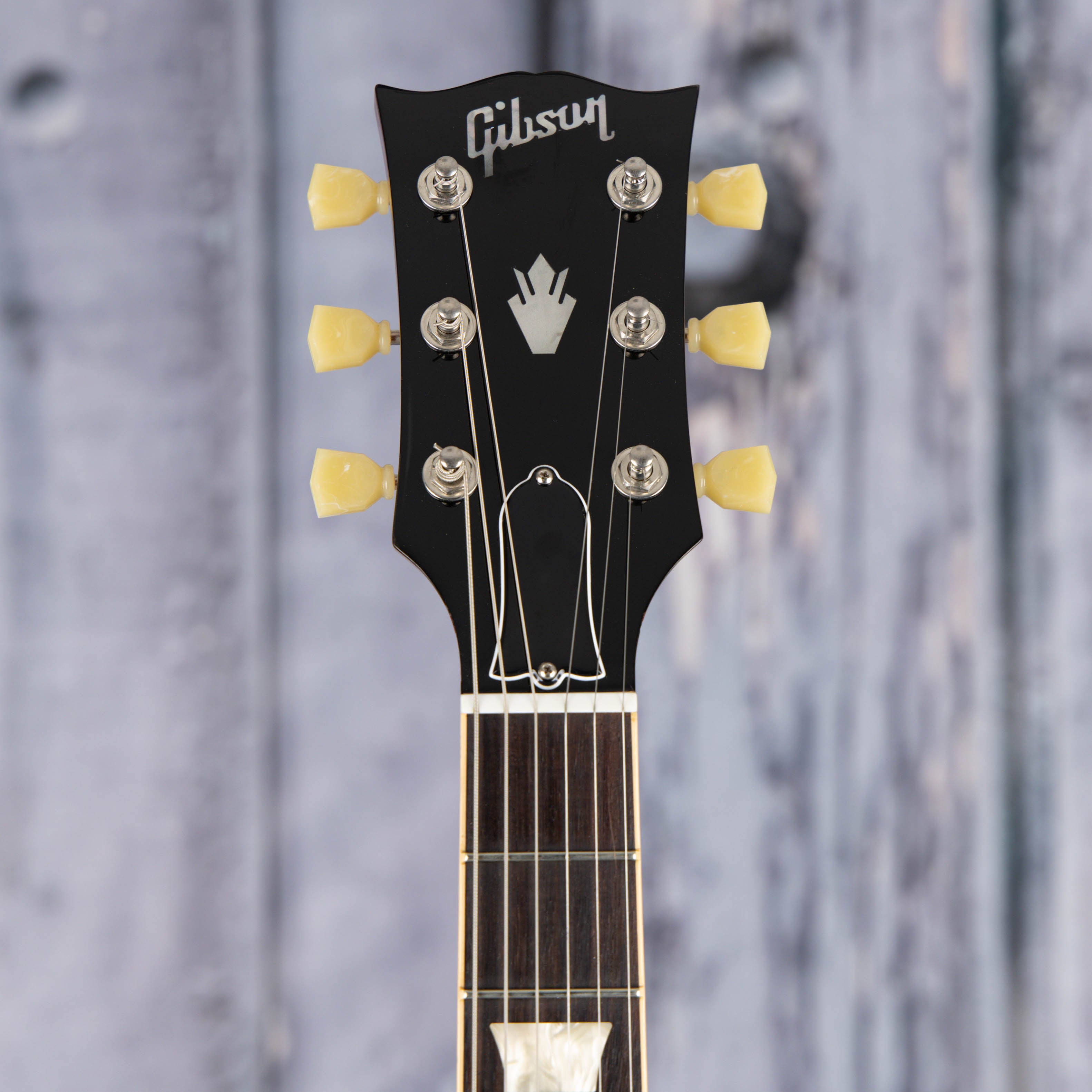 Used Gibson 1961 SG Standard Maestro Vibrola Electric Guitar, Vintage Cherry, front headstock