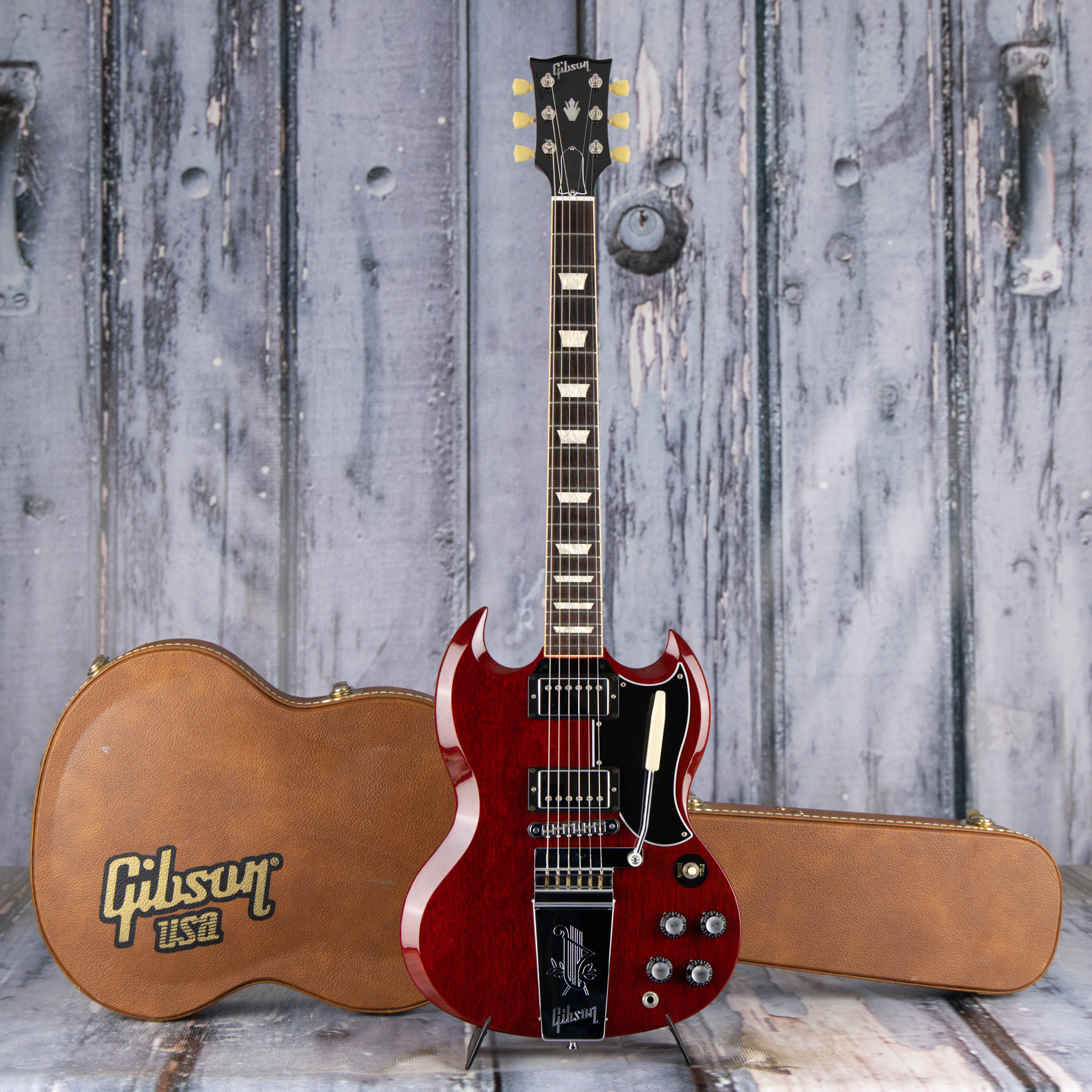 Used Gibson 1961 SG Standard Maestro Vibrola Electric Guitar, Vintage Cherry, case