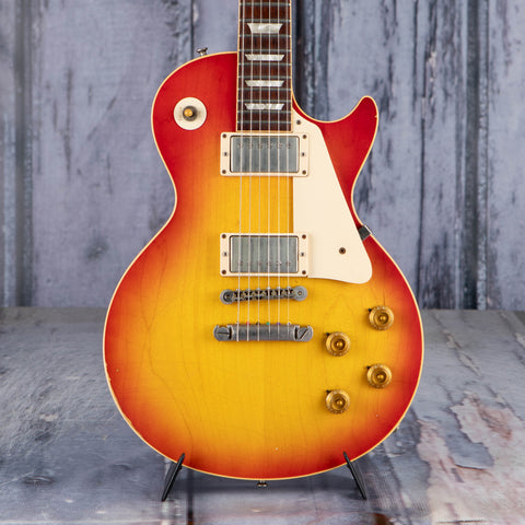 Used Gibson Custom Shop Les Paul Standard 1958 Reissue Electric Guitar, 2007, Heritage Cherry Sunburst, front closeup