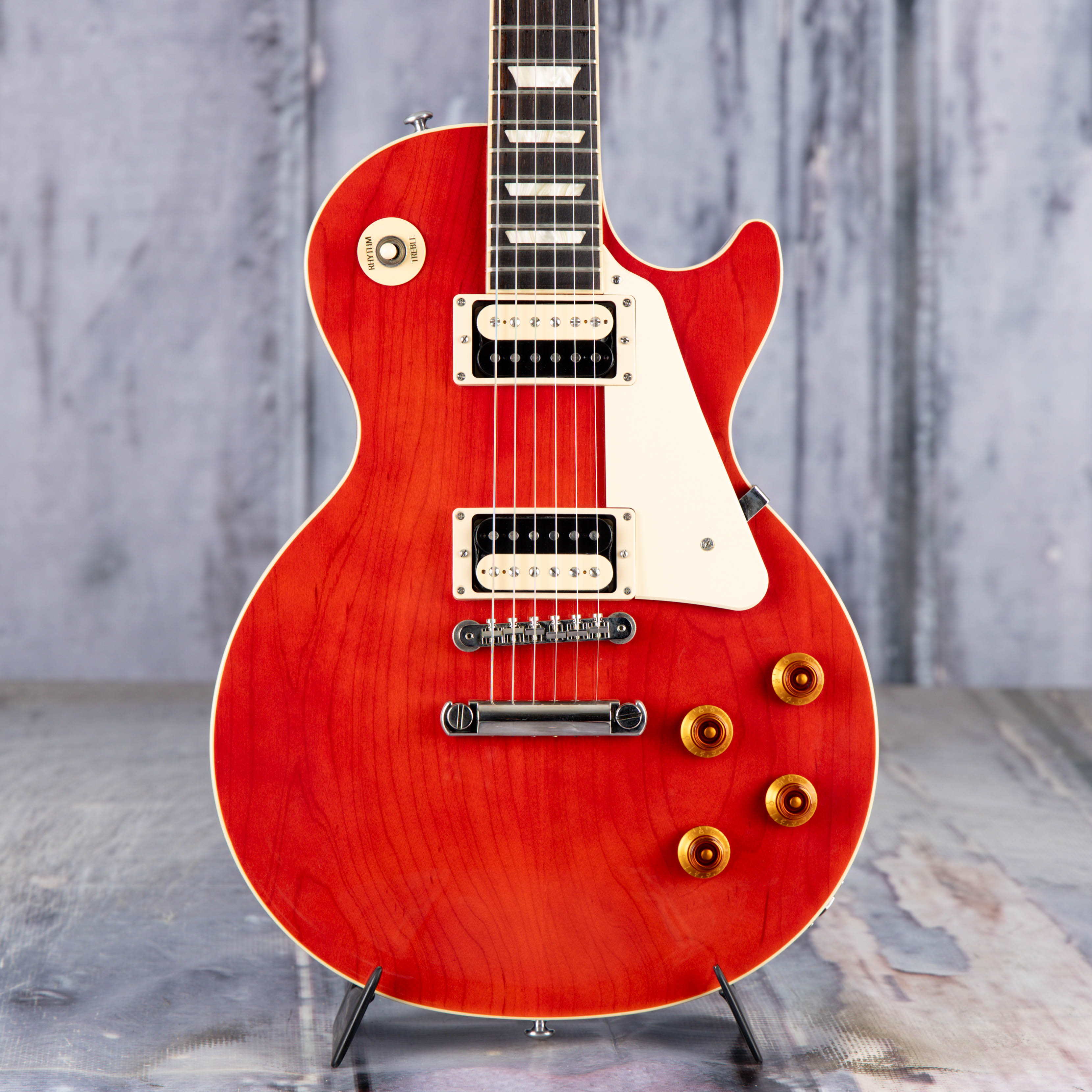 Used Gibson Les Paul Classic Electric Guitar, 2021, Transparent Red, front closeup