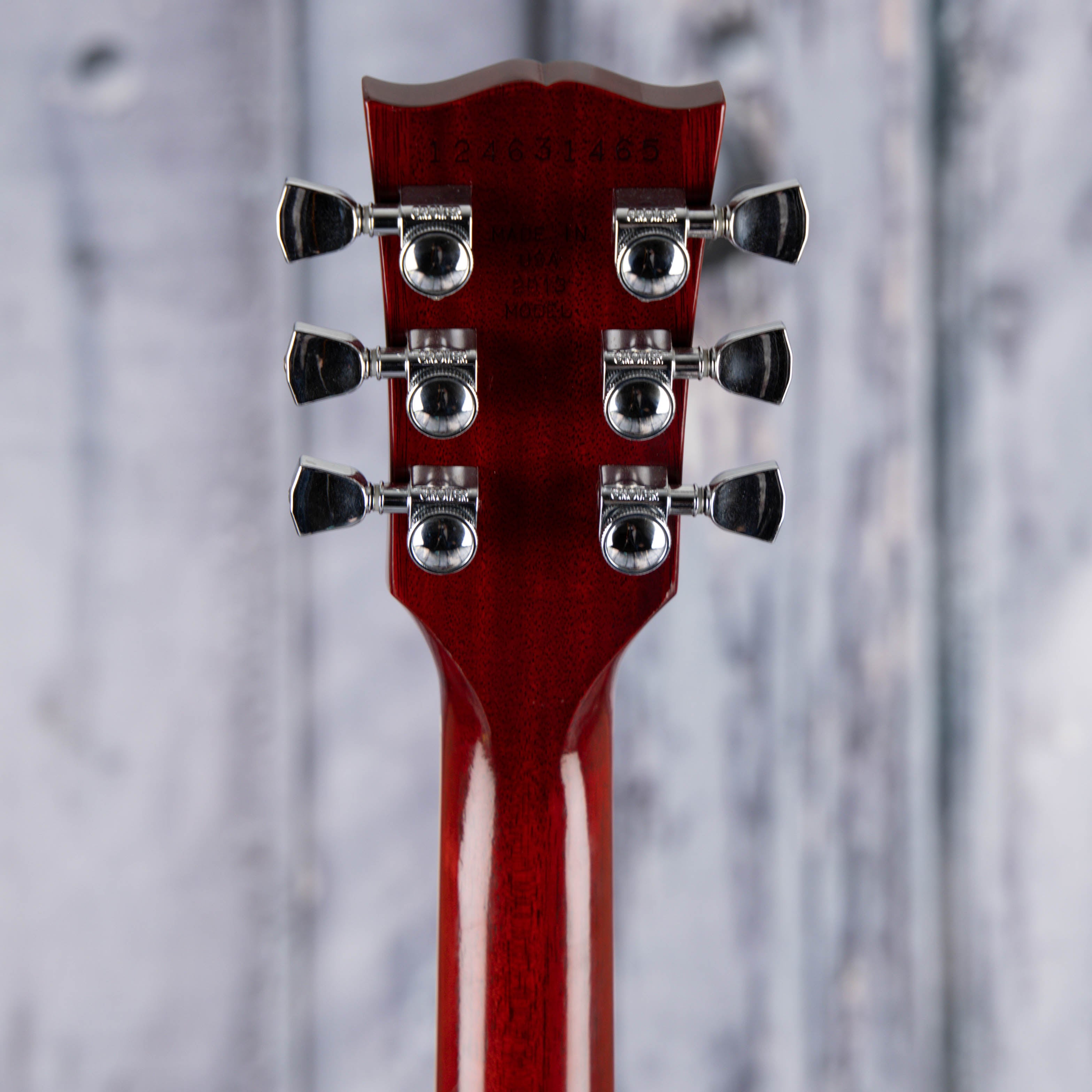 Used Gibson Les Paul Traditional PRO II Electric Guitar, 2013, Transparent Red, back headstock