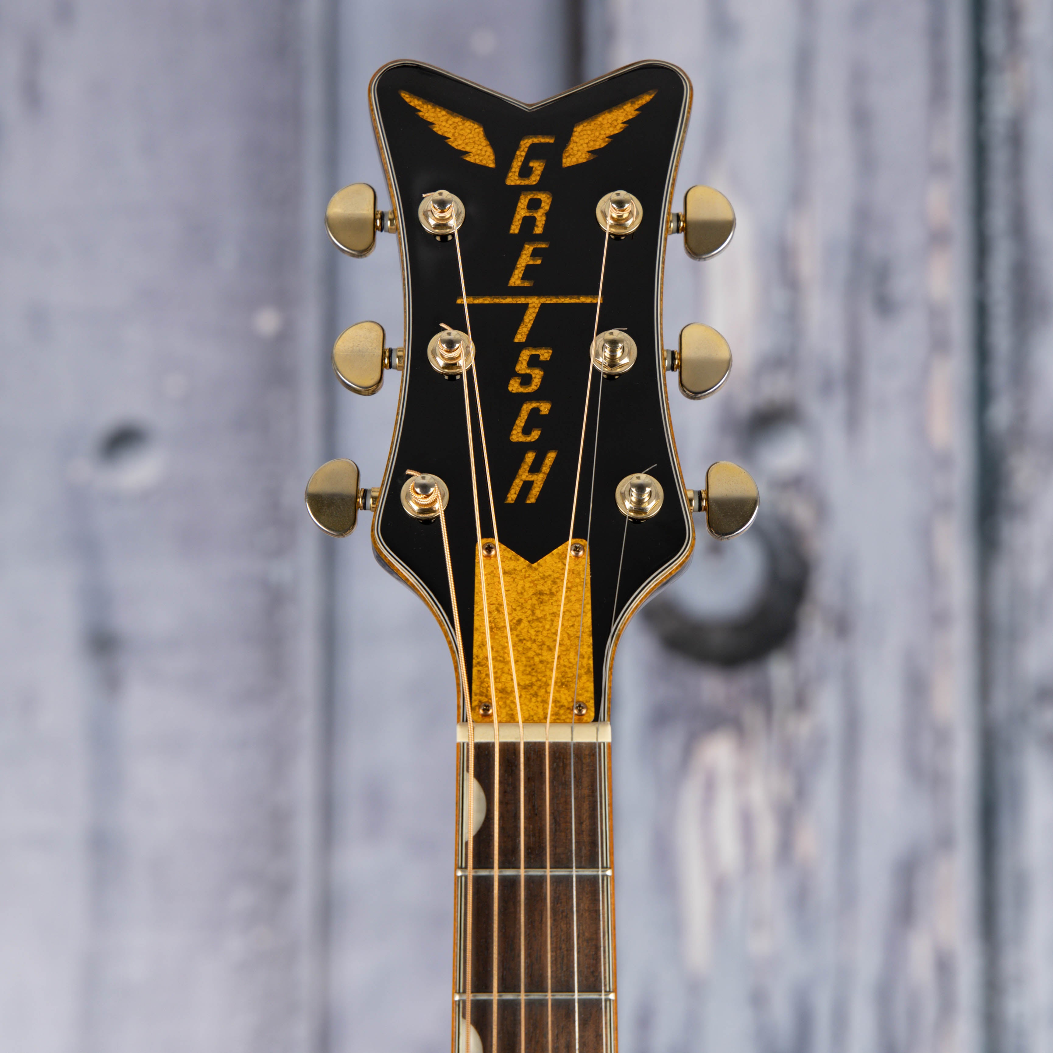 Used Gretsch G5022CWFE Rancher Falcon Acoustic/Electric Guitar, 2015, Black, front headstock