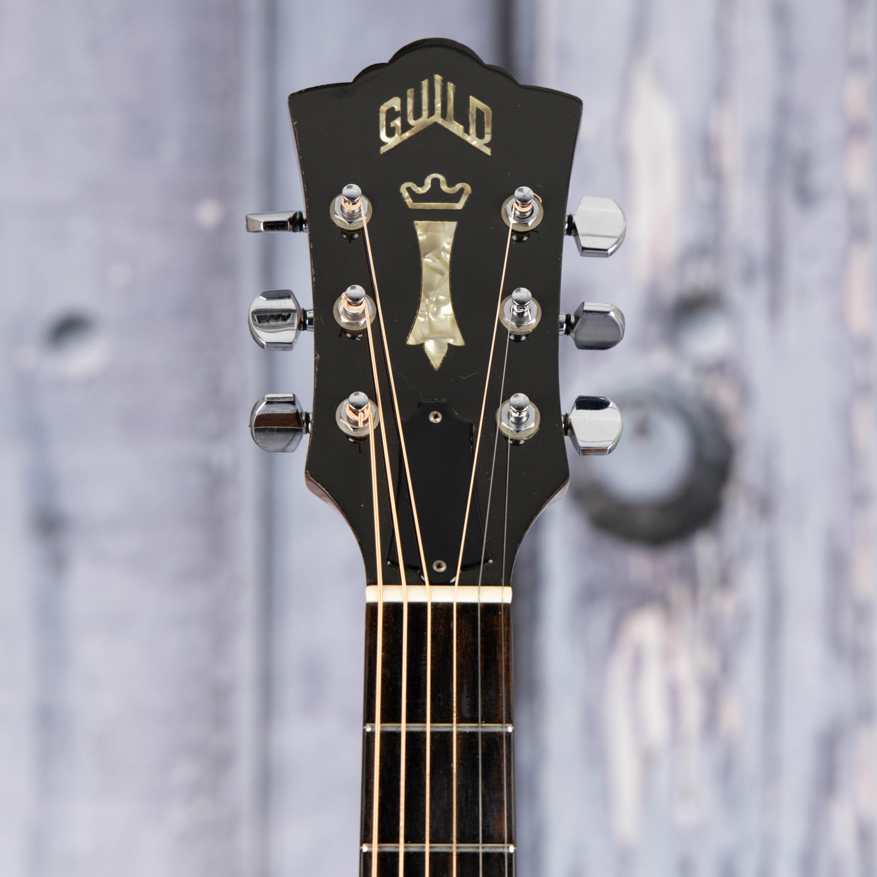 Used Guild D-50 Acoustic Guitar, 1975, Natural, front headstock