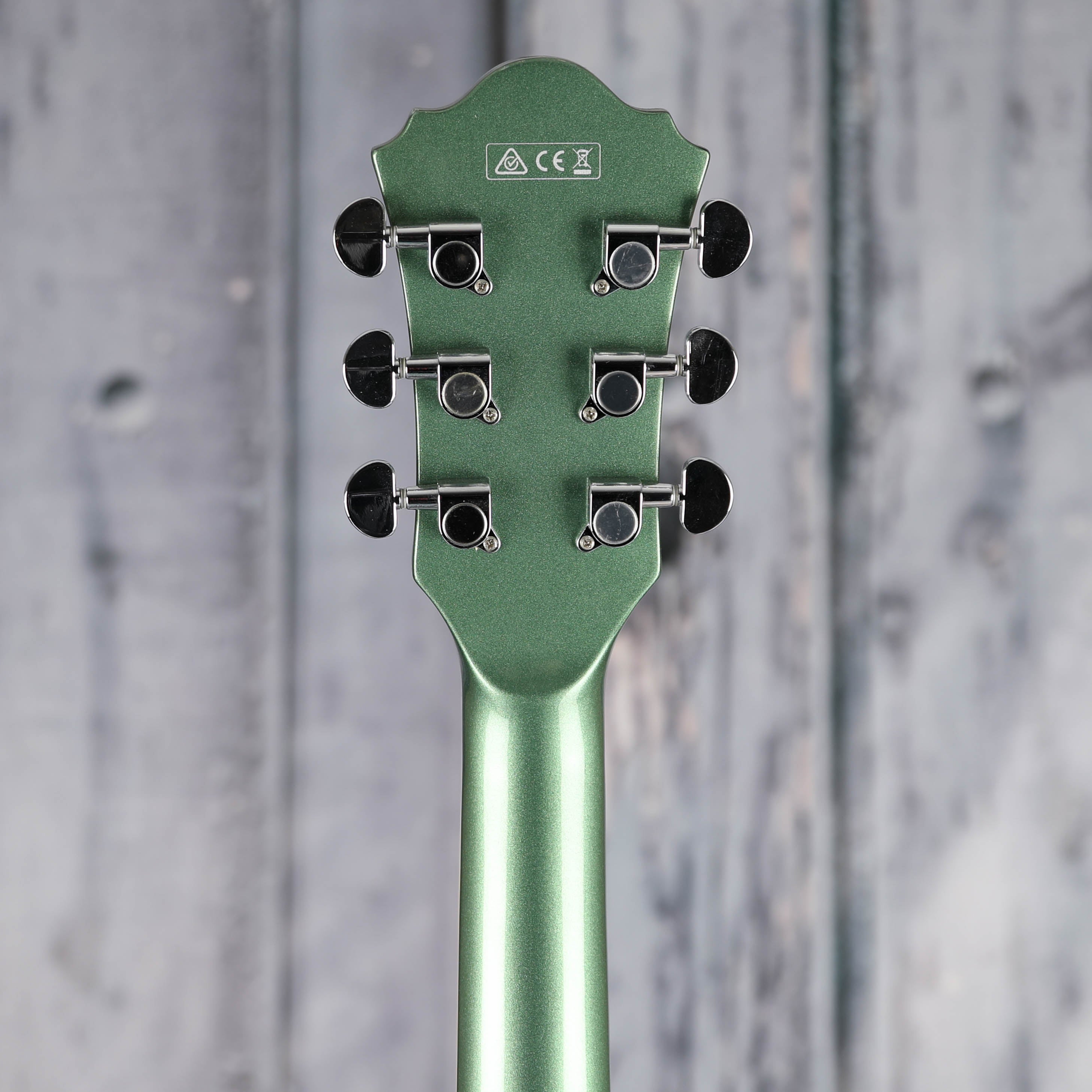 Used Ibanez Artcore AS73 Semi-Hollowbody Guitar, Olive Metallic, back headstock