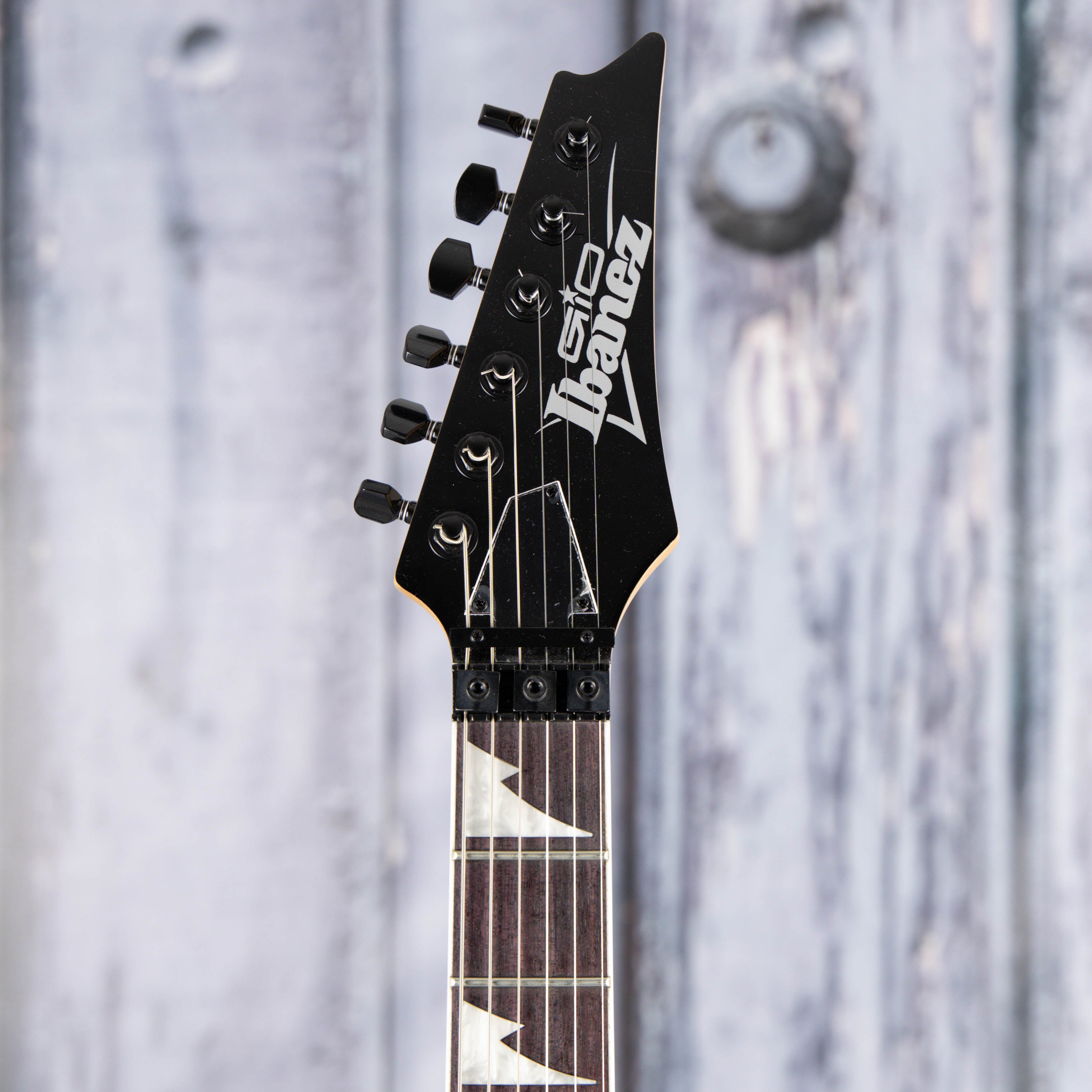 Used Ibanez Gio RG320 Electric Guitar, Charcoal Gray, front headstock