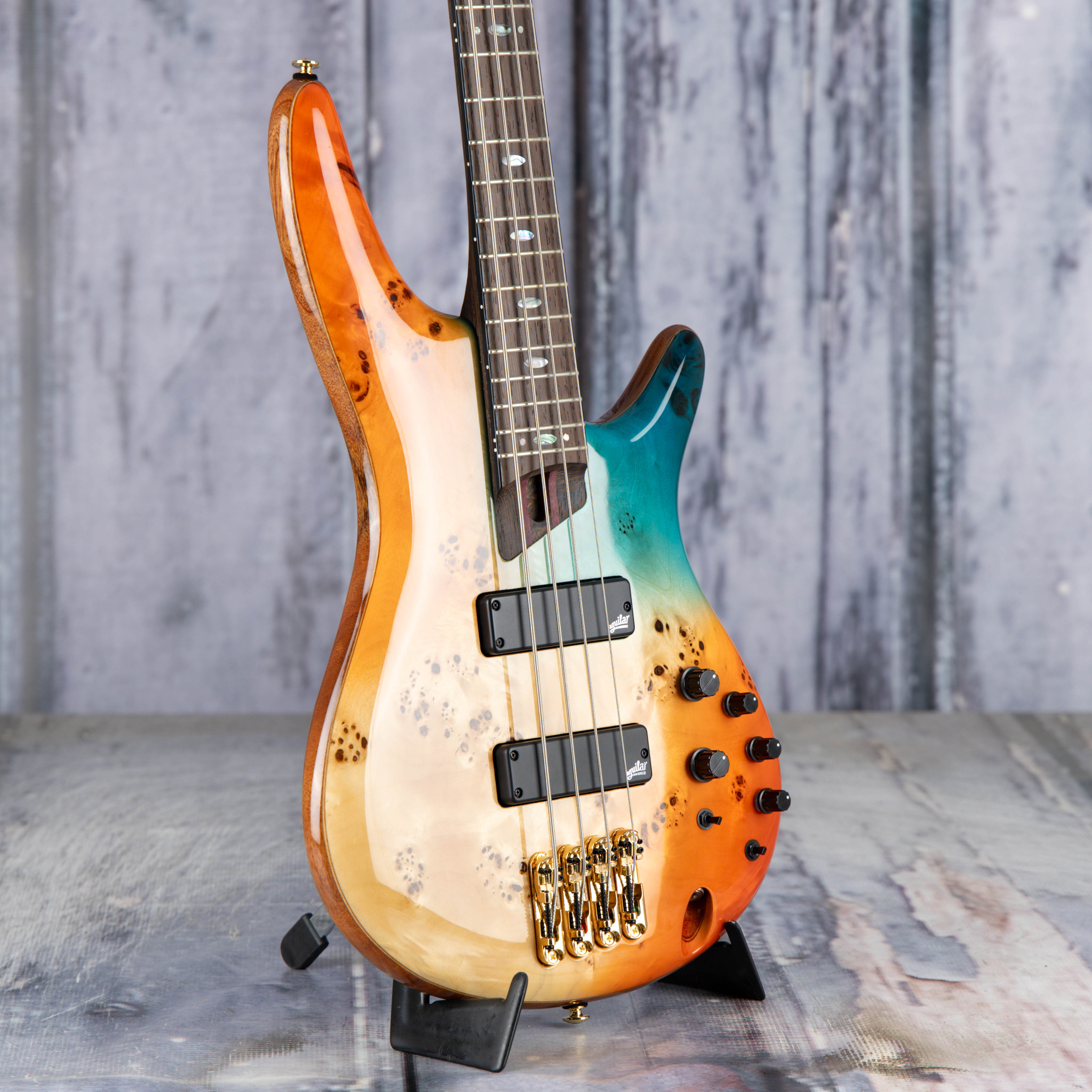 Used Ibanez Premium SR1600D Electric Bass Guitar, Autumn Sunset Sky, angle