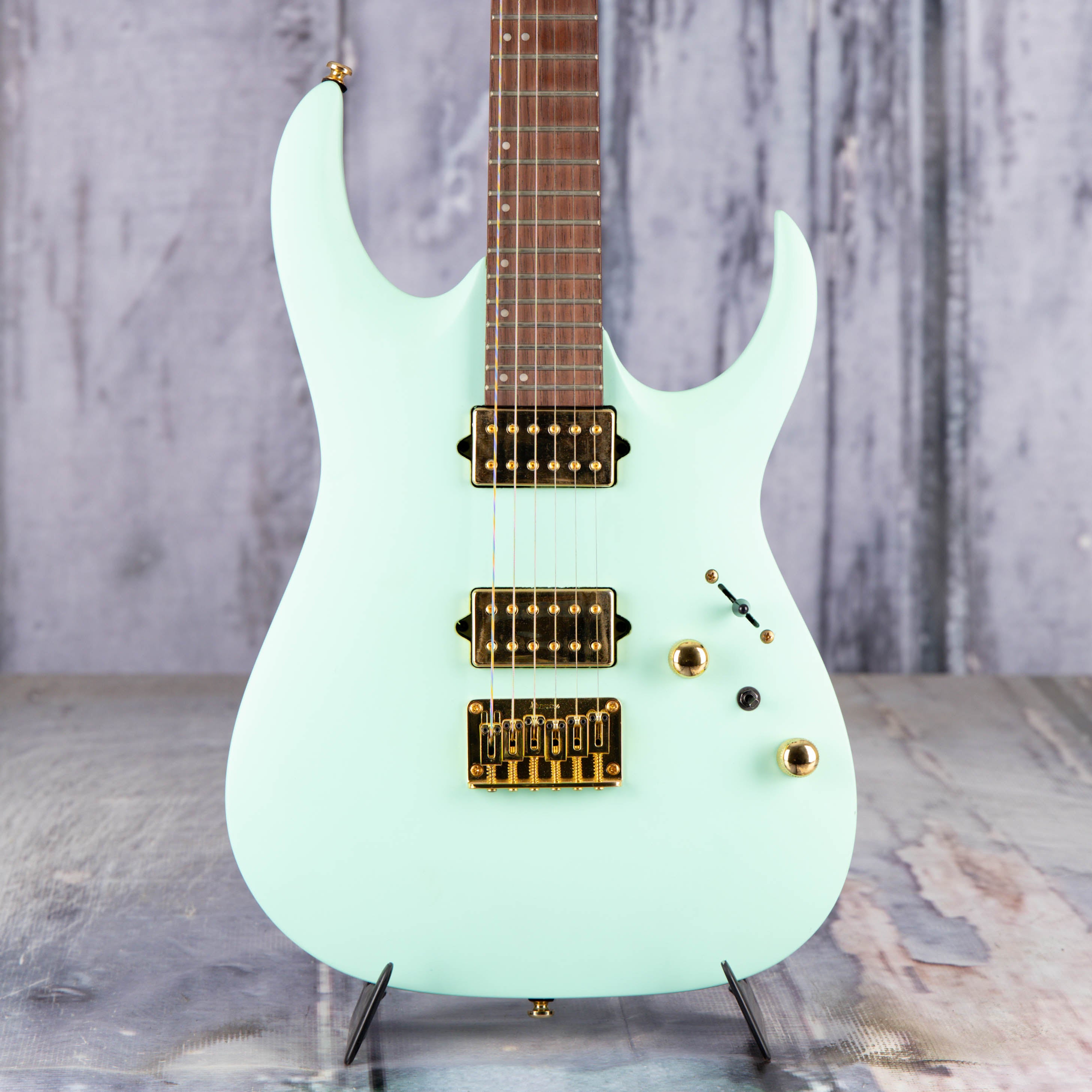 Used Ibanez RGA42HP Electric Guitar, Sea Foam Green Matte, front closeup