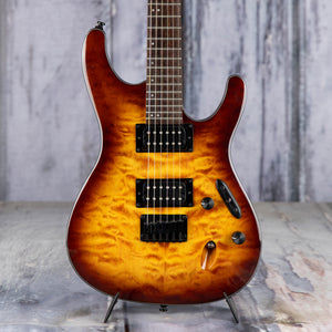 Used Ibanez S621QM Electric Guitar, 2020, Dragon Eye Burst, front closeup