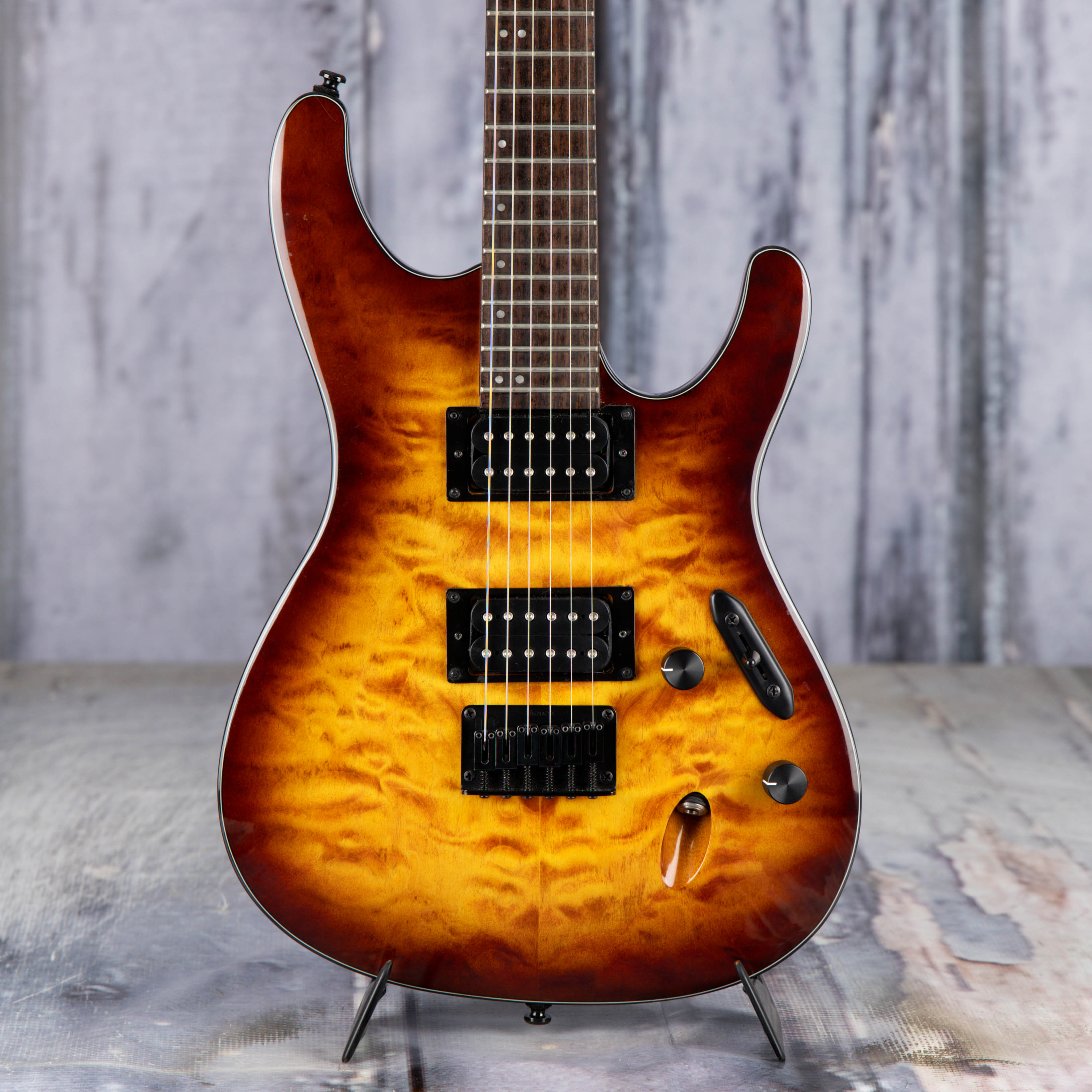 Used Ibanez S621QM Electric Guitar, 2020, Dragon Eye Burst, front closeup
