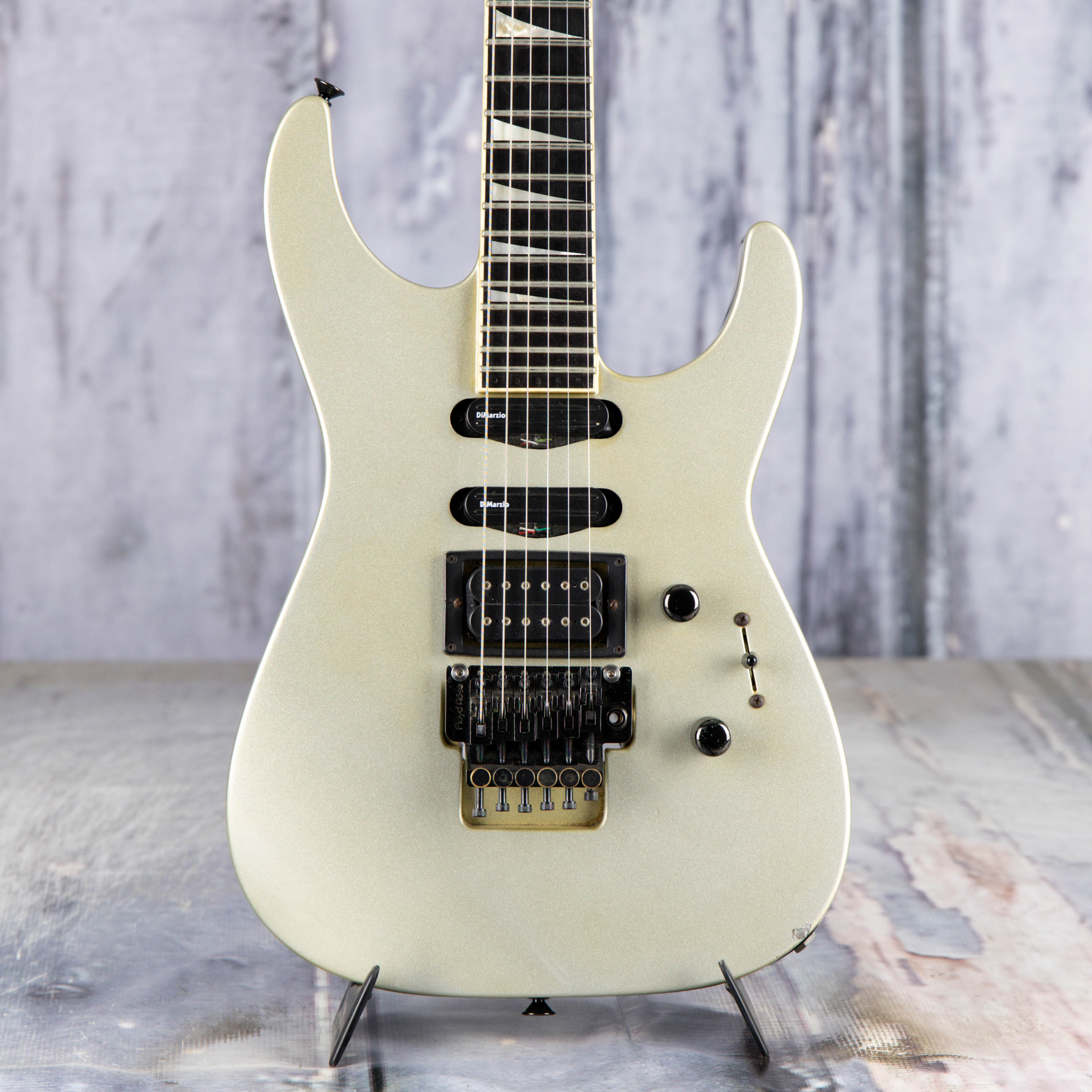 Used Jackson Soloist SL-1 Custom Electric Guitar, 1990, Silver, front closeup