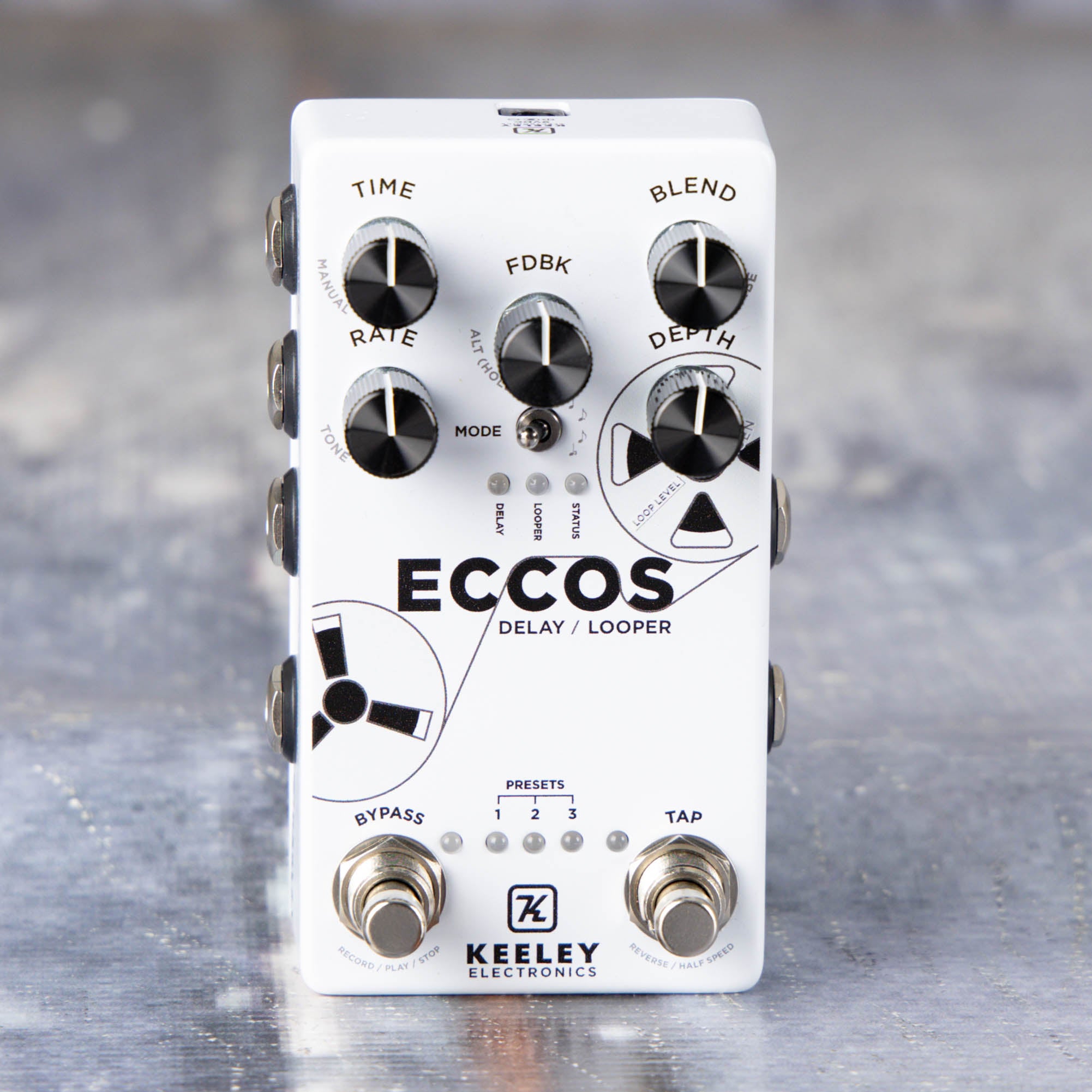 Used Keeley ECCOS Delay/Looper Effects Pedal, front