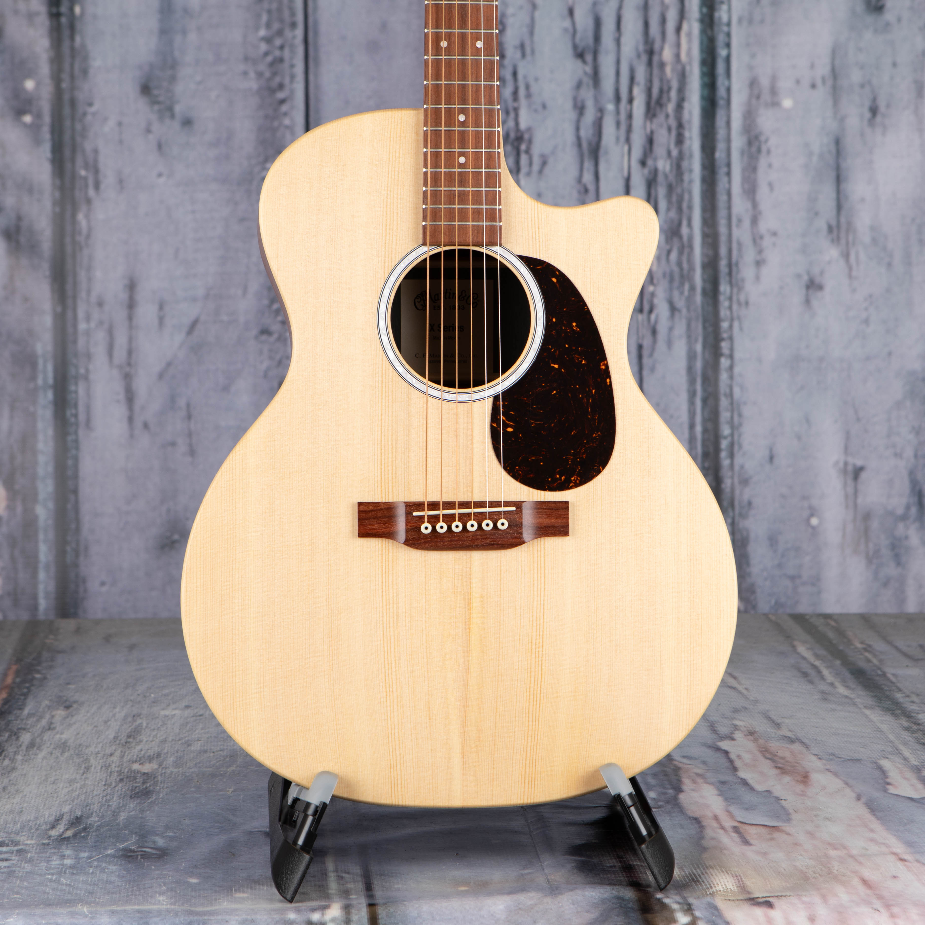 Used Martin GPC-X2E Mahogany Acoustic/Electric Guitar, Natural, front closeup