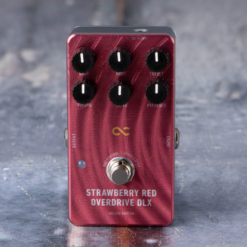 Used One Control Strawberry Red Overdrive DLX Effects Pedal, front