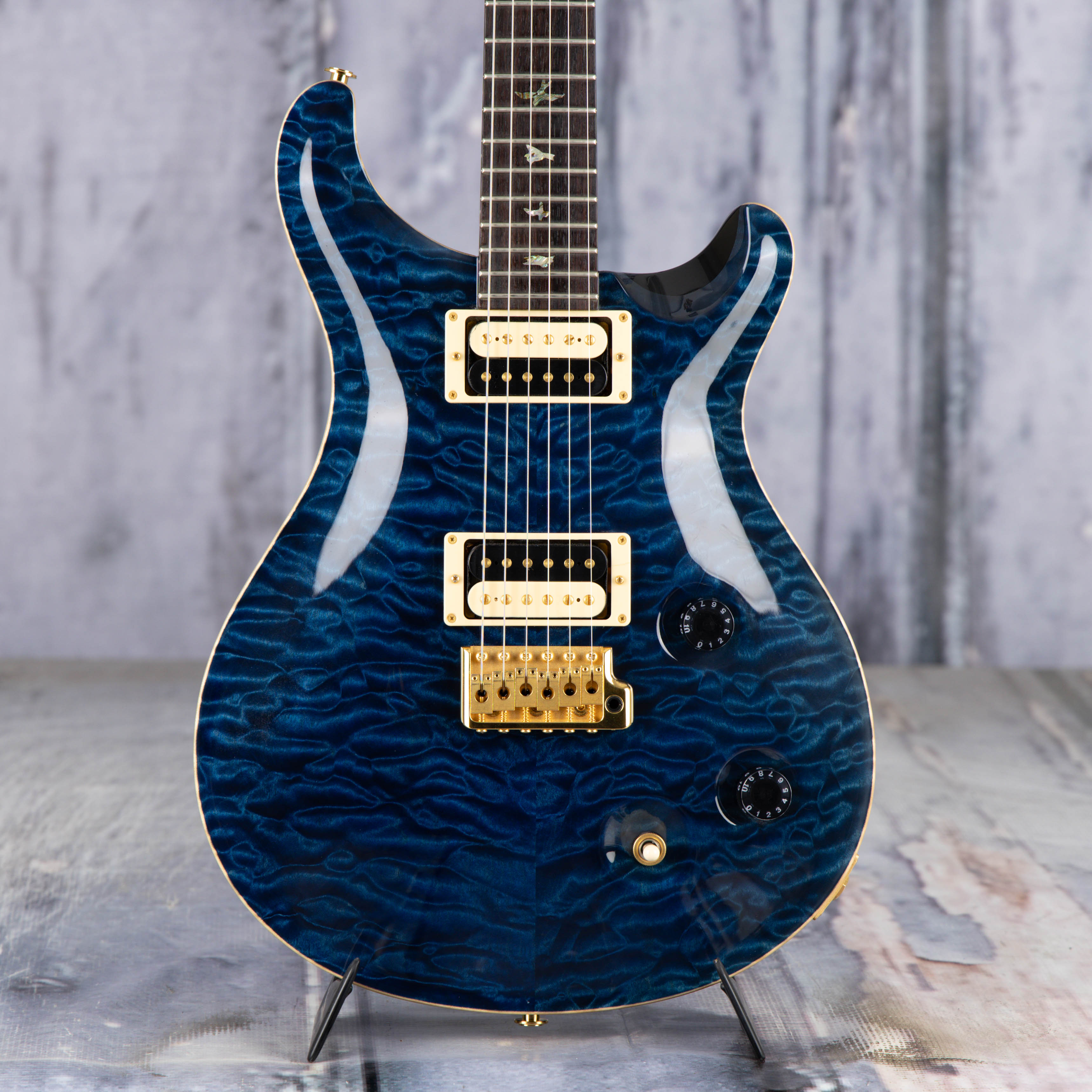 Used Paul Reed Smith Custom 22 Artist Package Electric Guitar, 2003, Whale Blue, front closeup