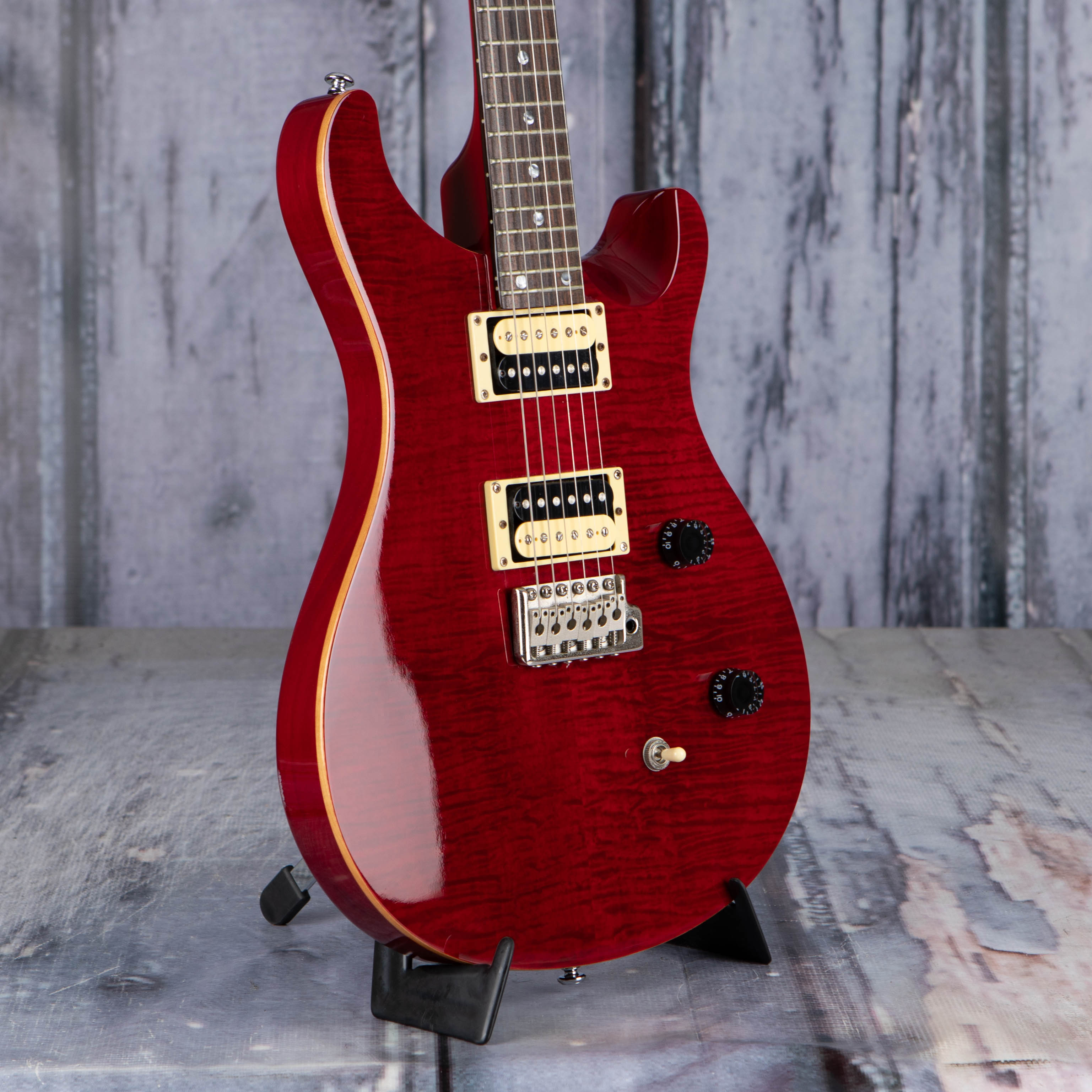 Used Paul Reed Smith SE Custom 24 Electric Guitar, Scarlet Red, angle