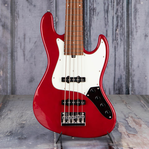 Used Sadowsky MetroExpress 5-String Electric Bass Guitar, Solid Candy Apple Red, front closeup