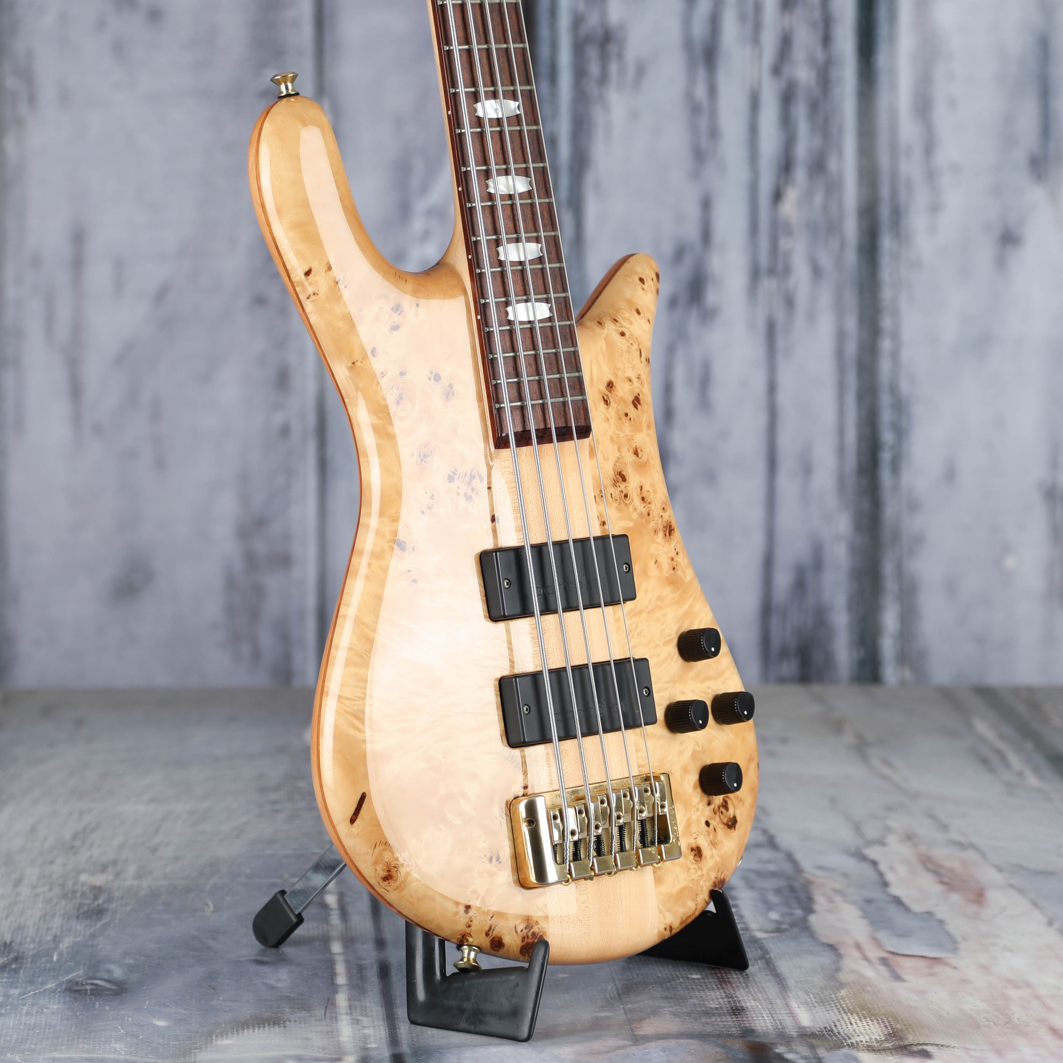 Used Spector Euro 5 LX 5-String Electric Bass Guitar, Natural, angle