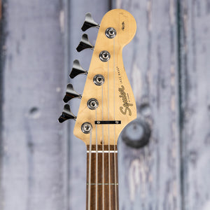 Used Squier Affinity Series Jazz Bass V 5-String Electric Bass Guitar, Black, front headstock