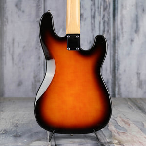 Used Squier Left-Handed Precision Bass Guitar, Brown Sunburst, back closeup