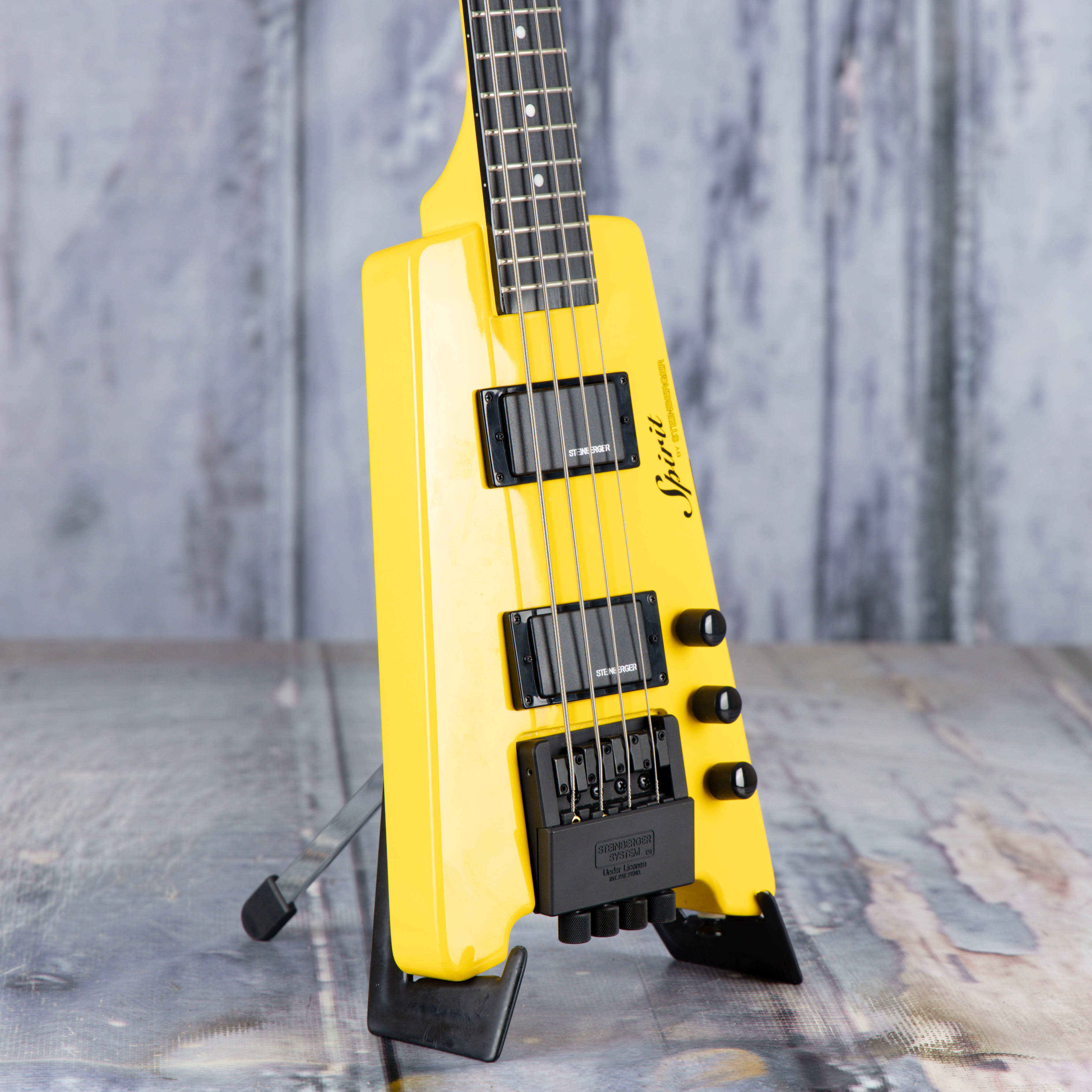 Used Steinberger Spirit XT-2 Standard Bass Guitar, Yellow, angle