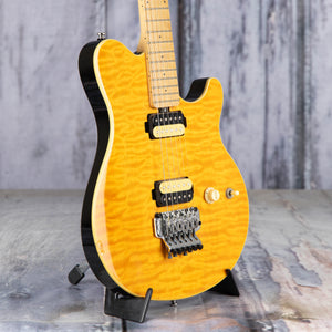Used Sterling By Music Man AX40 Electric Guitar, 2015, Transparent Amber, angle