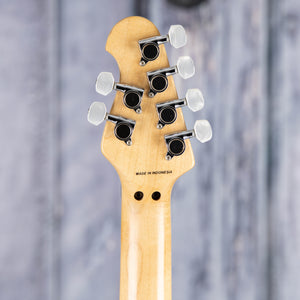 Used Sterling By Music Man AX40 Electric Guitar, 2015, Transparent Amber, back headstock