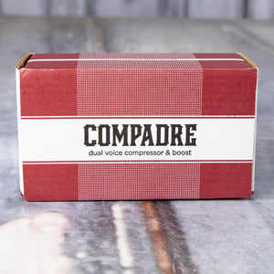 Used Strymon Compadre Dual Voice Compressor & Boost Effects Pedal, box