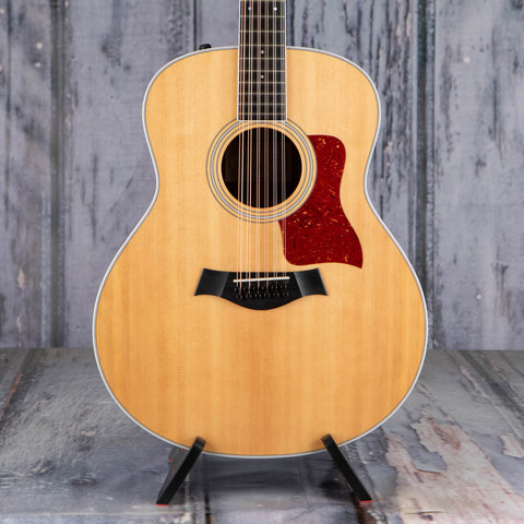 Used Taylor 458e-R 12-String Acoustic/Electric Guitar, Natural, front closeup
