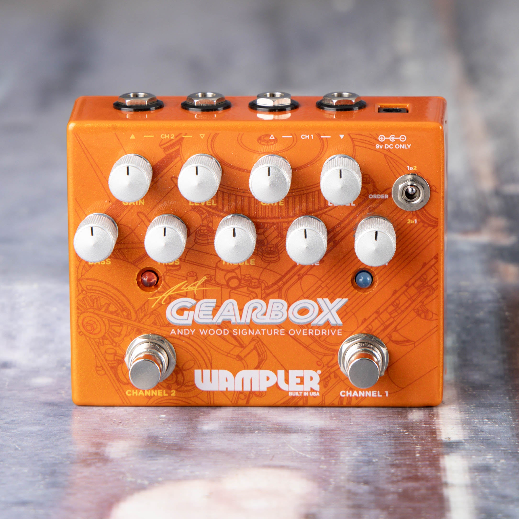 Used Wampler Gearbox Andy Wood Signature Overdrive Effects Pedal, front