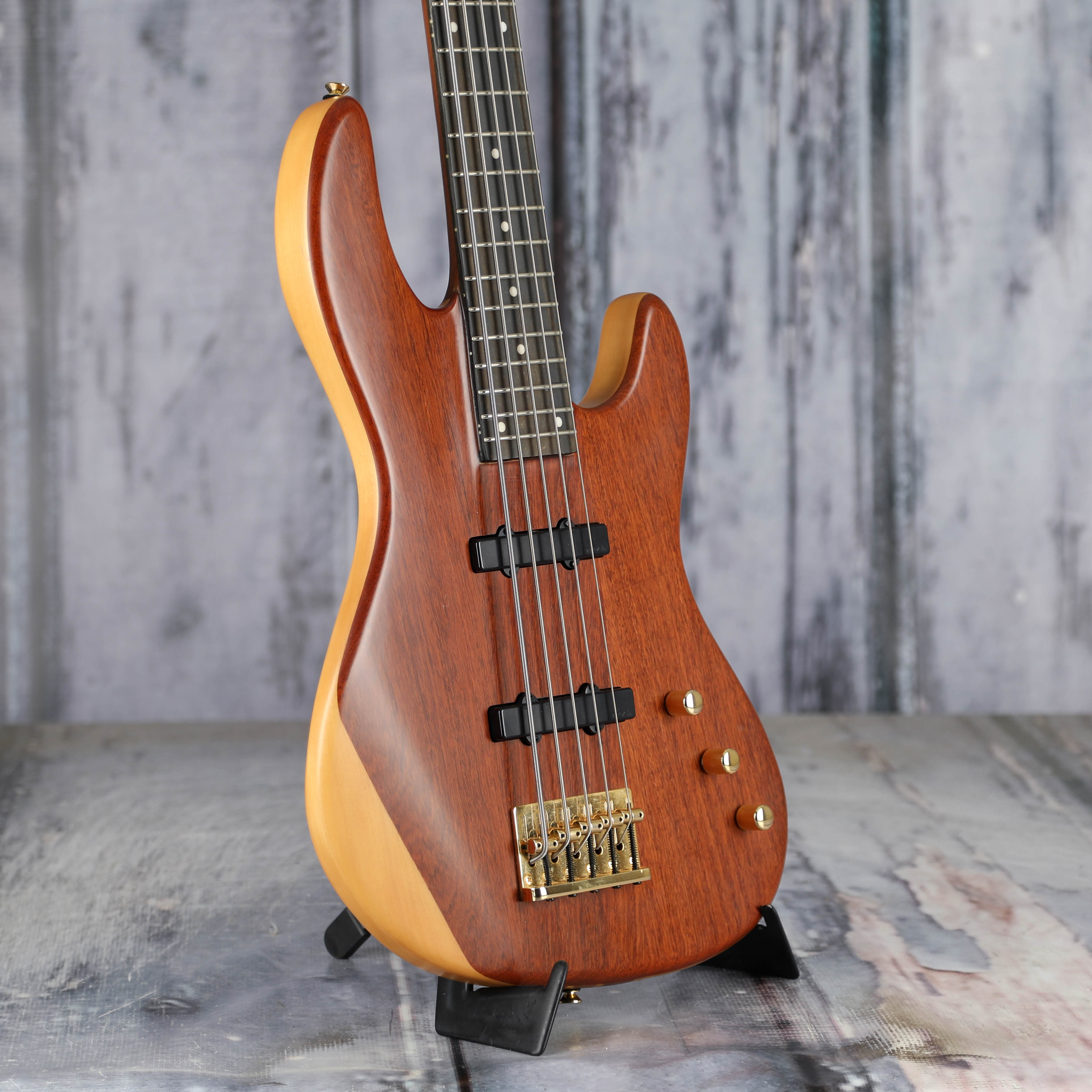 Used Wolf Jazz 5 5-String Electric Bass Guitar, Natural, angle