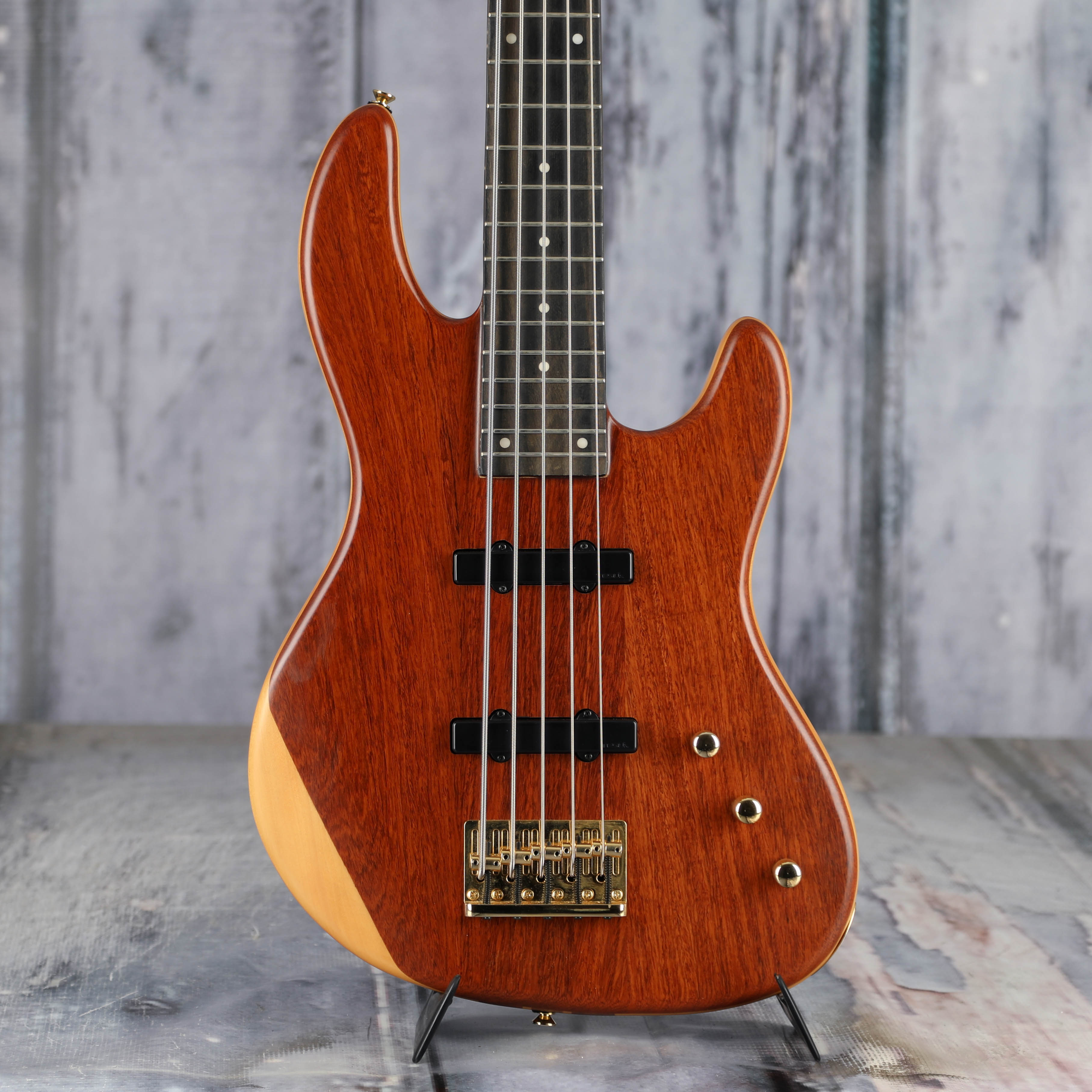 Used Wolf Jazz 5 5-String Electric Bass Guitar, Natural, front closeup