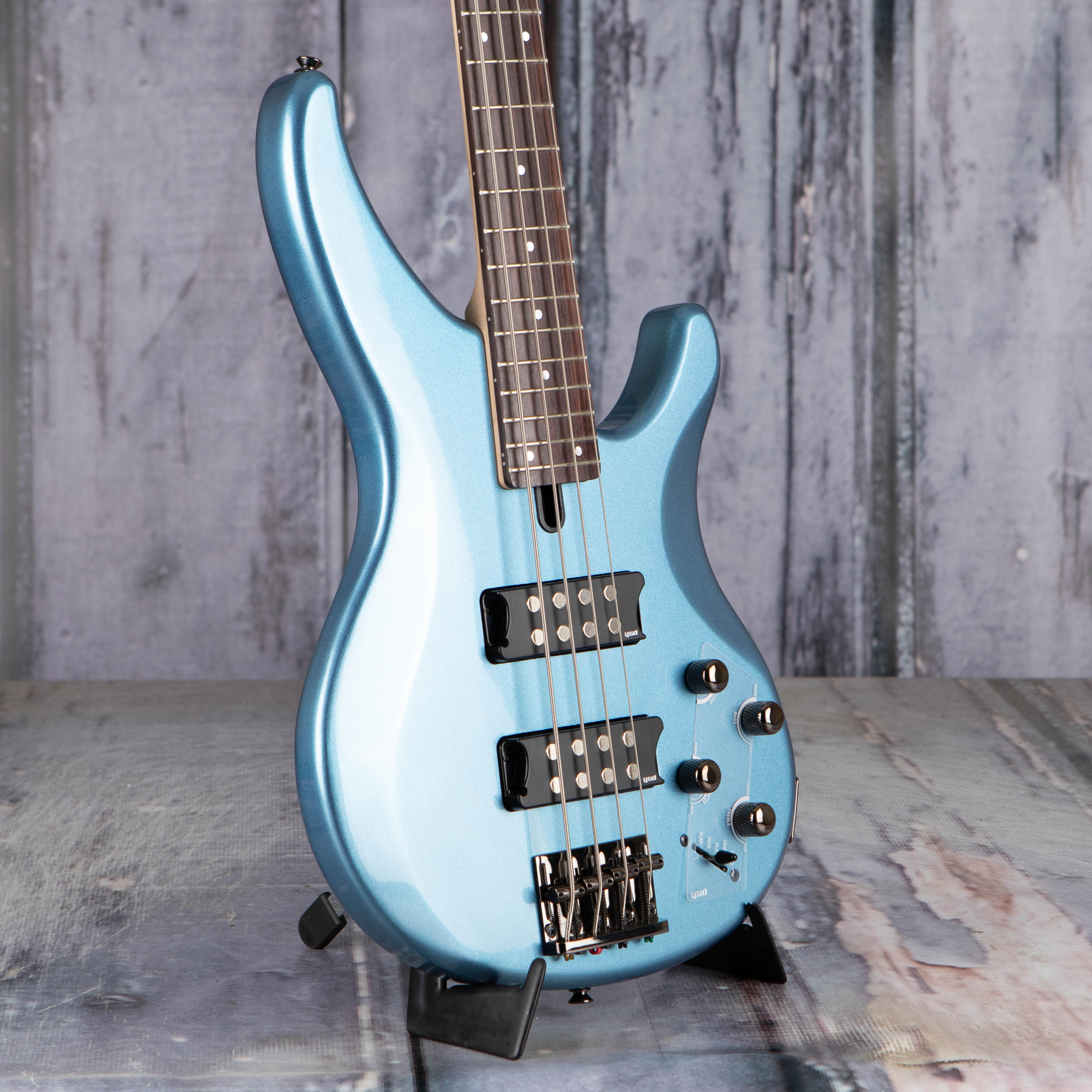 Used Yamaha TRBX304 Electric Bass Guitar, Factory Blue, angle