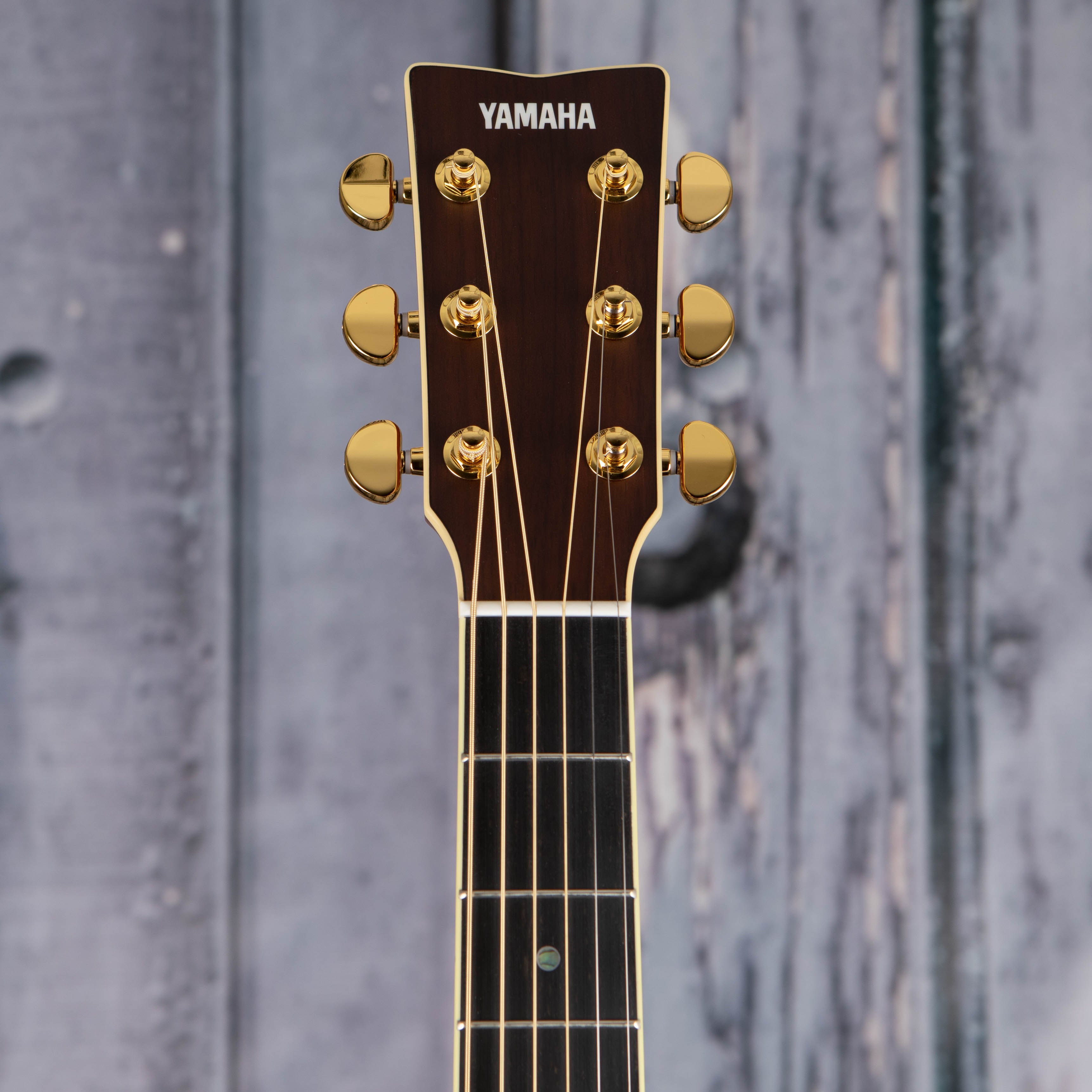 Yamaha LL-TA TransAcoustic Dreadnought Acoustic/Electric Guitar, Brown Sunburst, front headstock