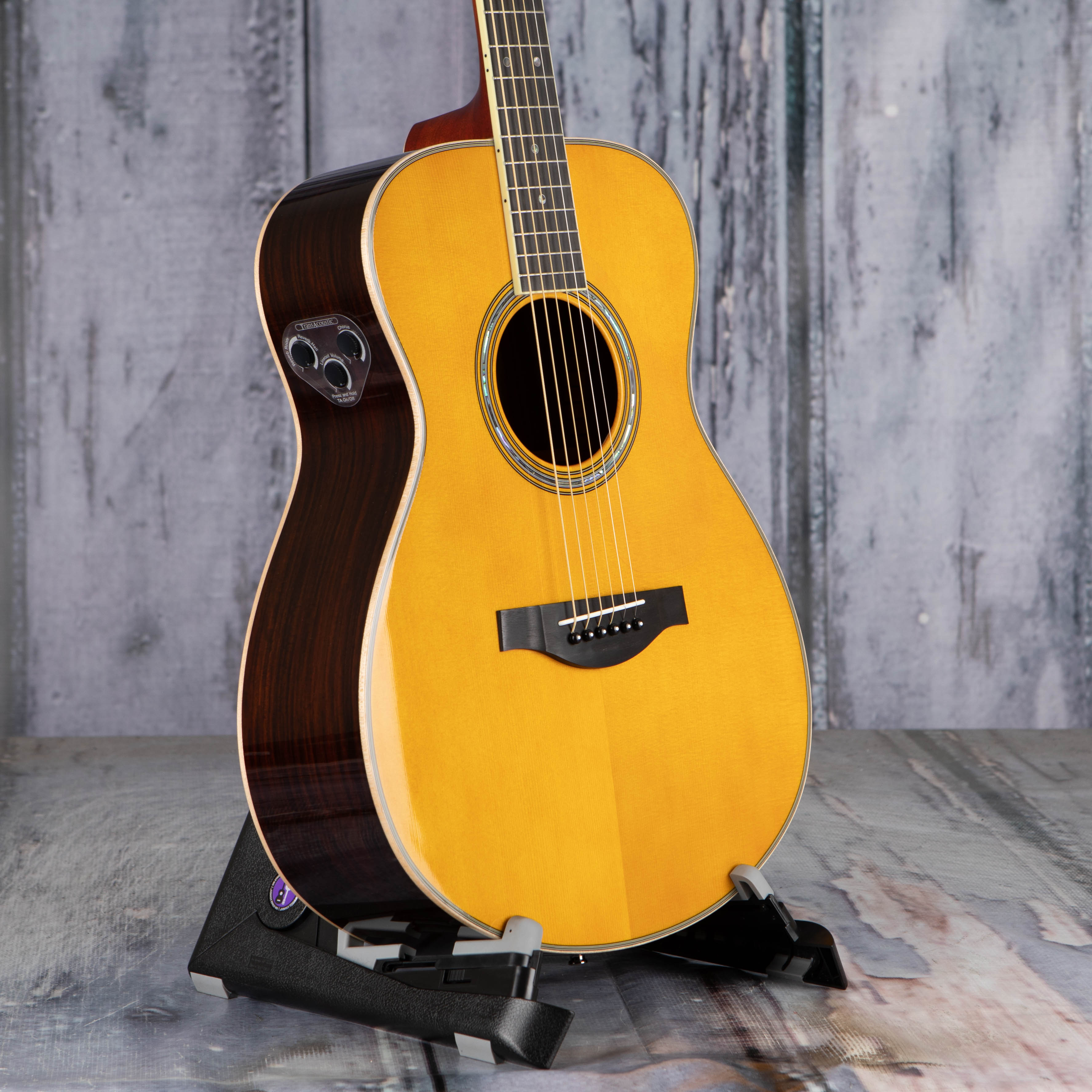 Yamaha LS-TA TransAcoustic Acoustic/Electric Guitar, Vintage Tint, angle